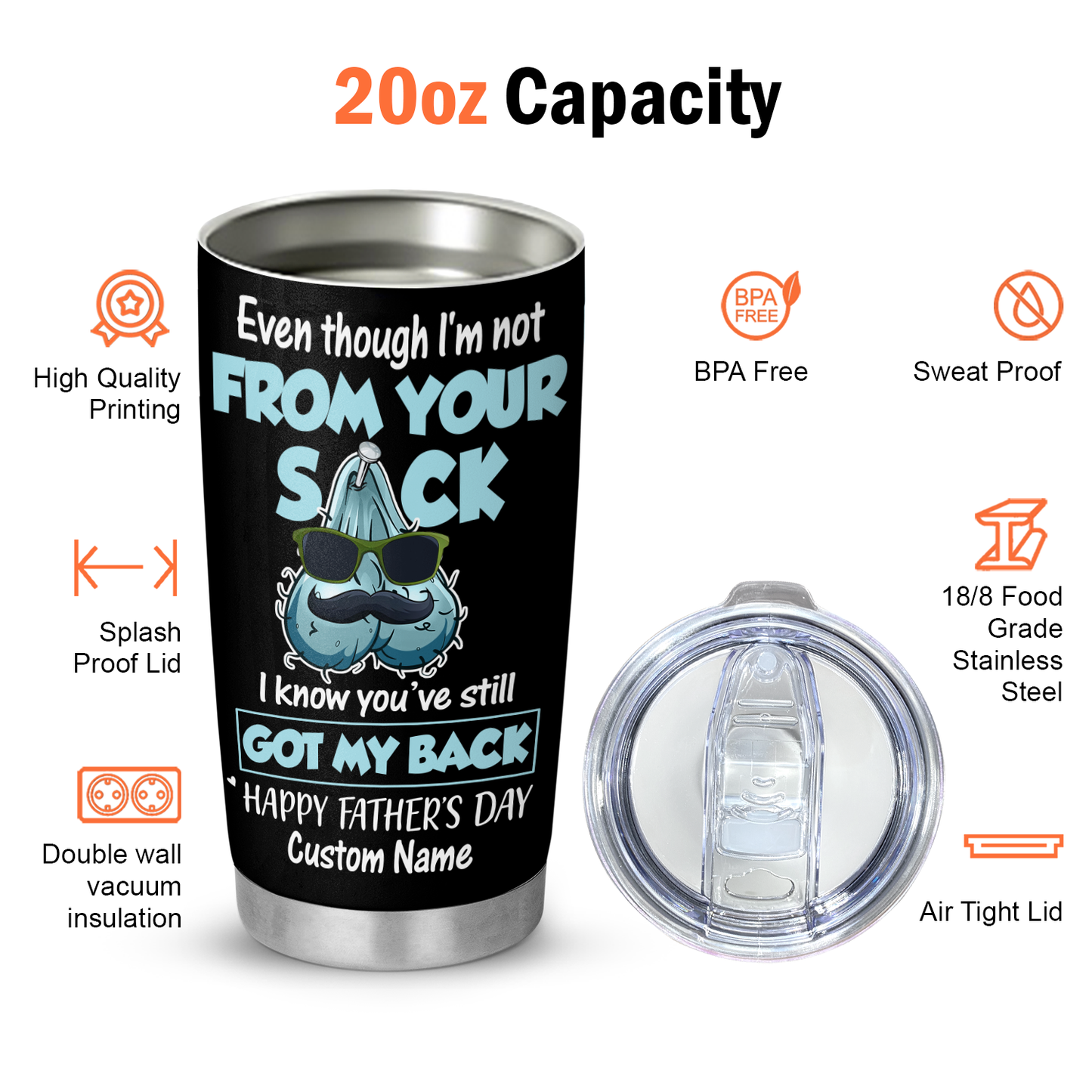 Happy Fathers Day To Bonus Dad Stepdad Personalized 20Oz Tumbler