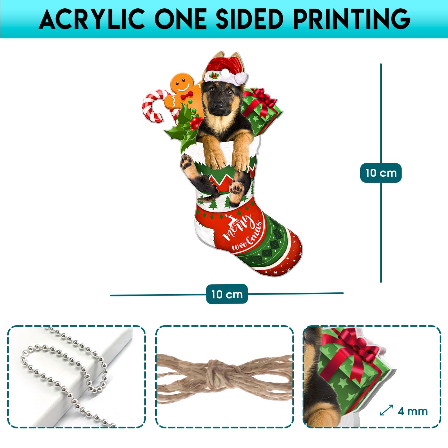 German Shepherd Dog Tree Socks Acrylic Ornament