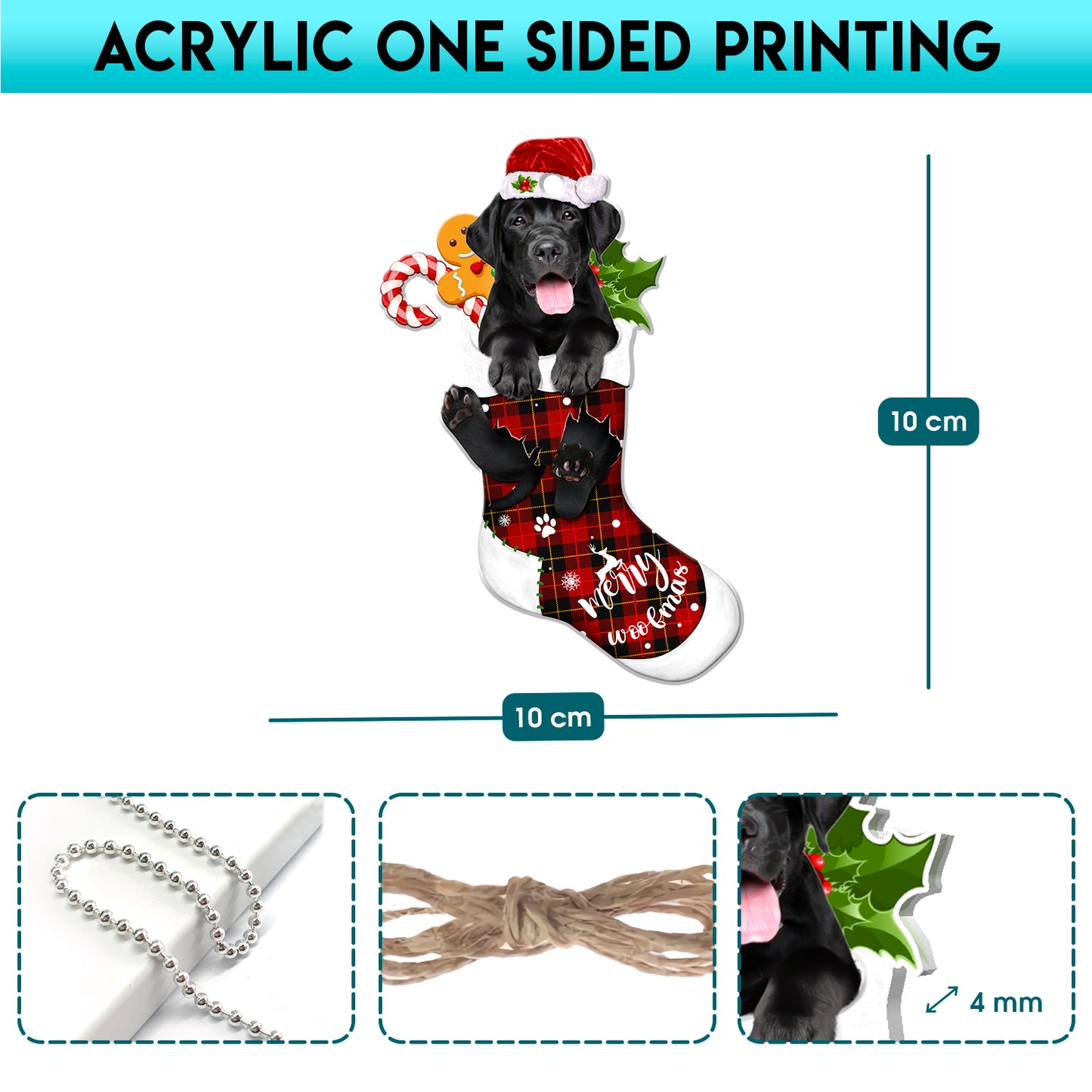 Black Labrador Tree Socks Acrylic Ornament