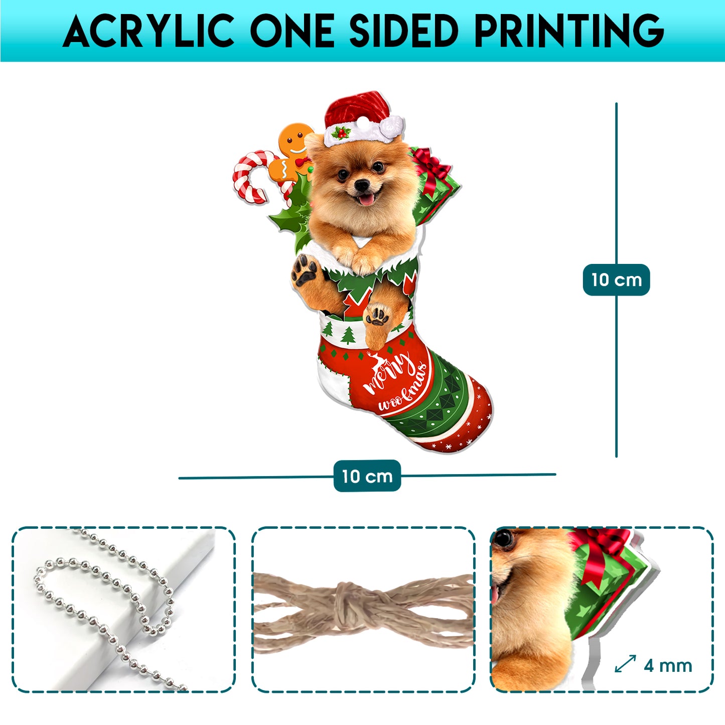 Pomeranian Tree Socks Acrylic Ornament