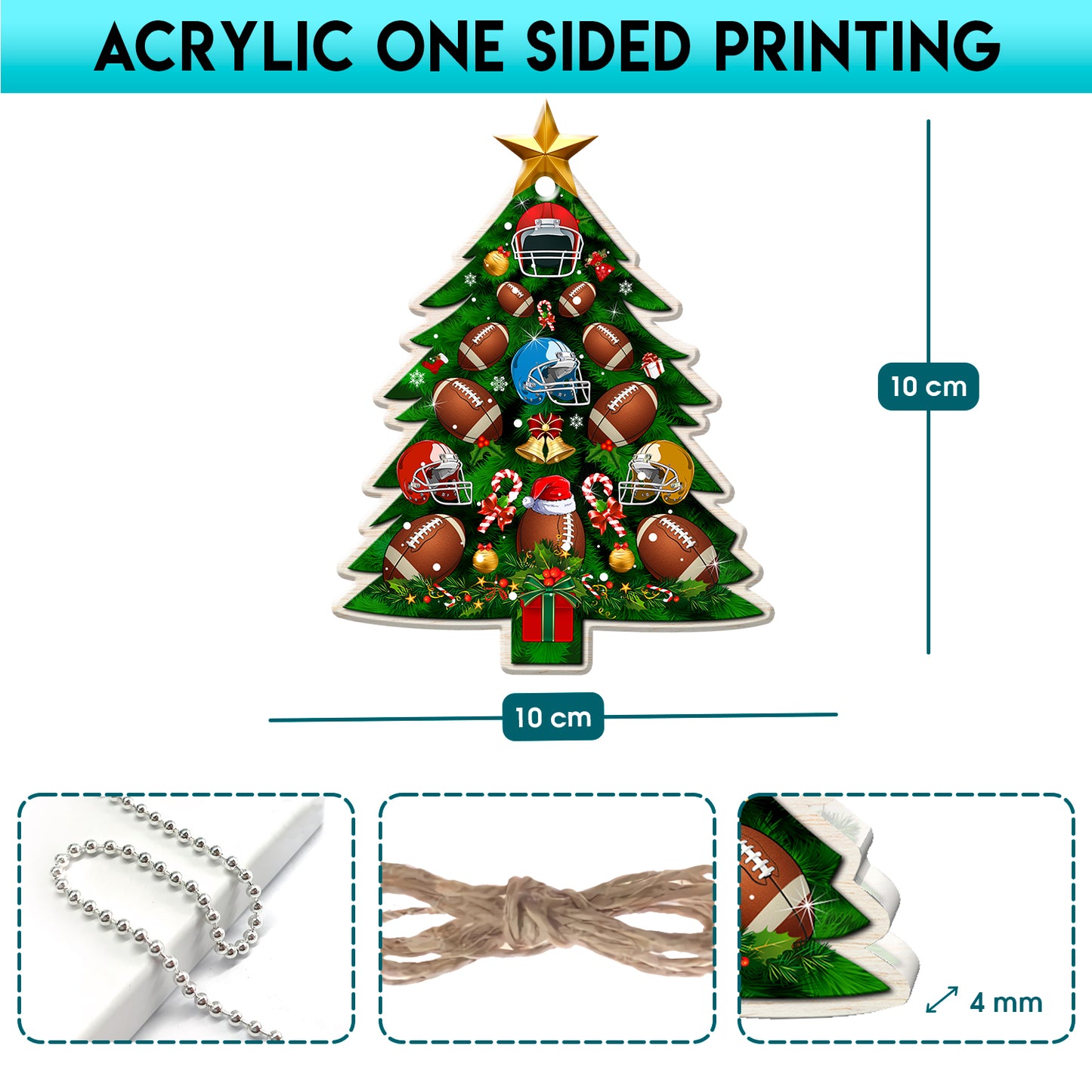 Rugby Football Christmas Tree Acrylic Ornament