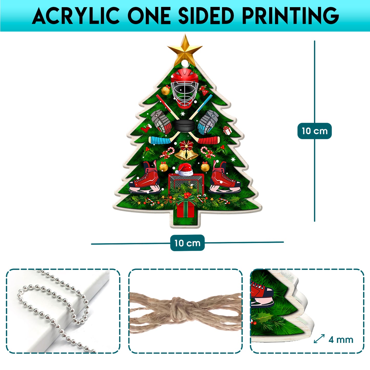 Hockey Christmas Tree Acrylic Ornament