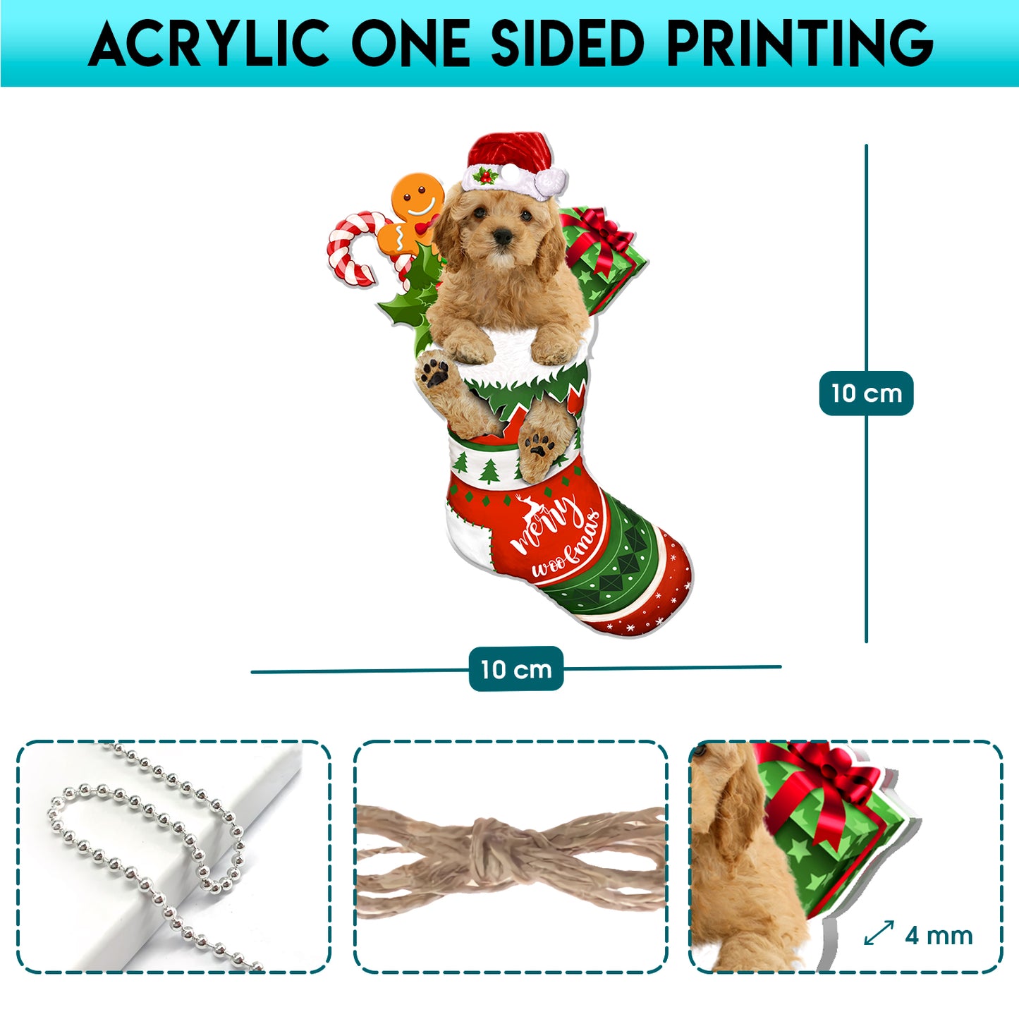 Cockapoo Tree Socks Acrylic Ornament