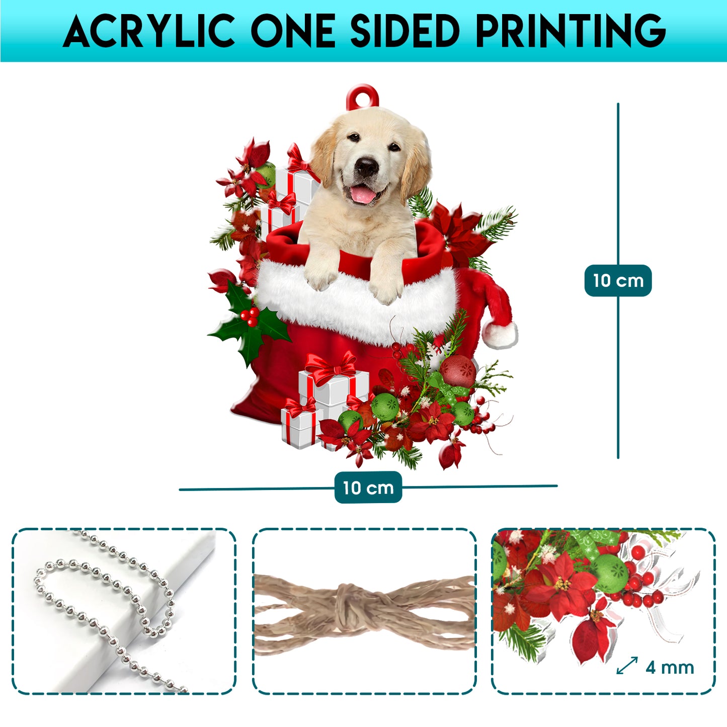 Golden Retriever Tree Socks Acrylic Ornament
