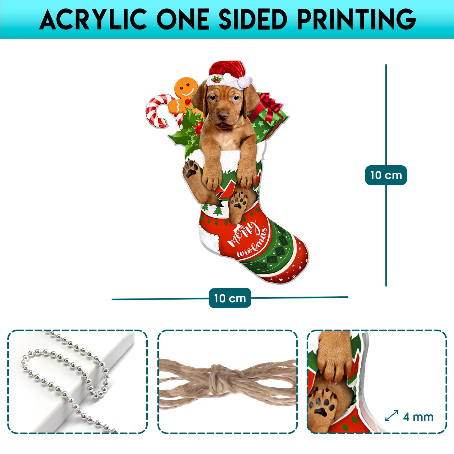 Vizsla Dog Tree Socks Acrylic Ornament