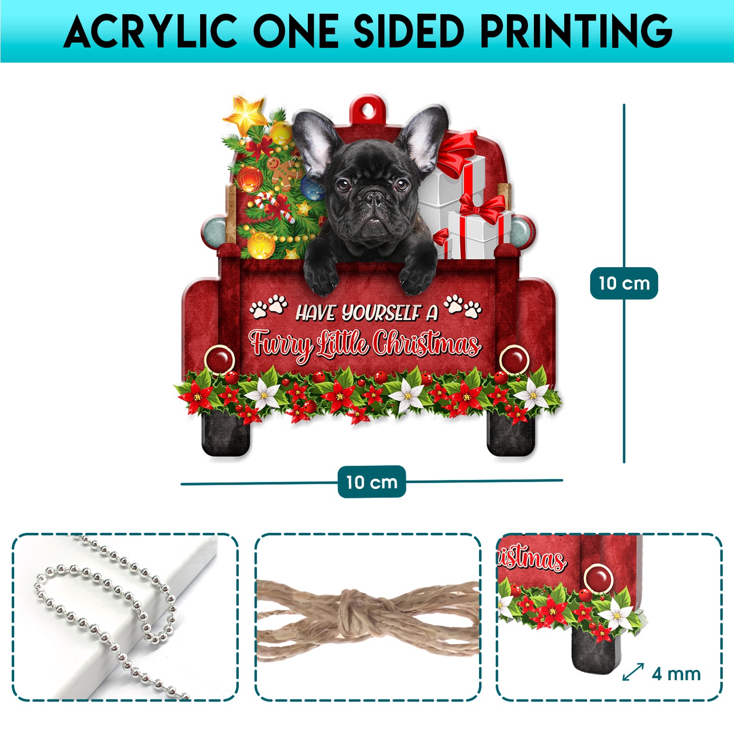 French Bulldog Red Truck Acrylic Ornament