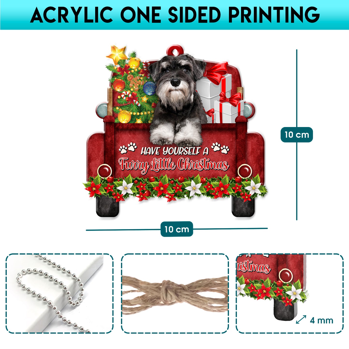 Schnauzer Red Truck Acrylic Ornament