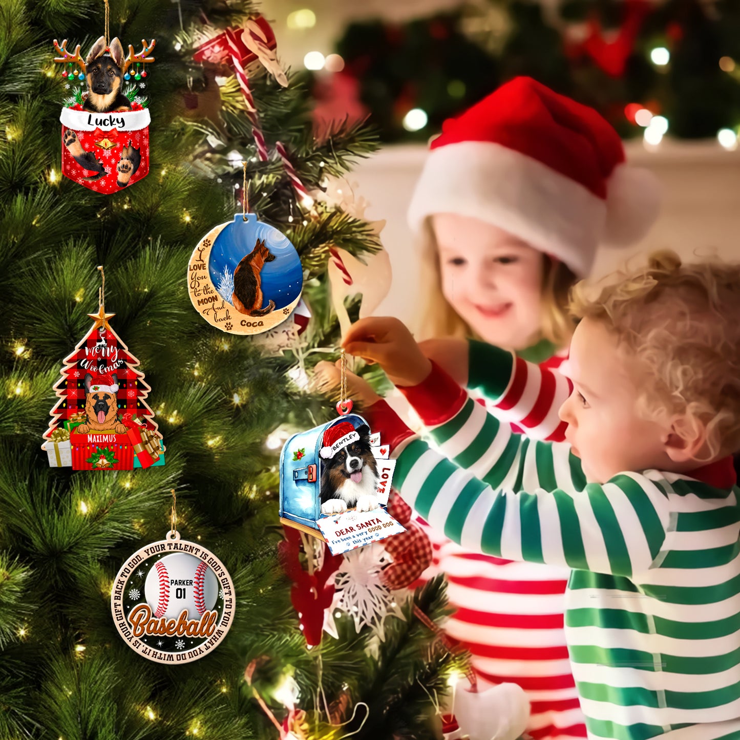 Personalized Australian Shepherd In Mailbox Christmas Aluminum Ornament