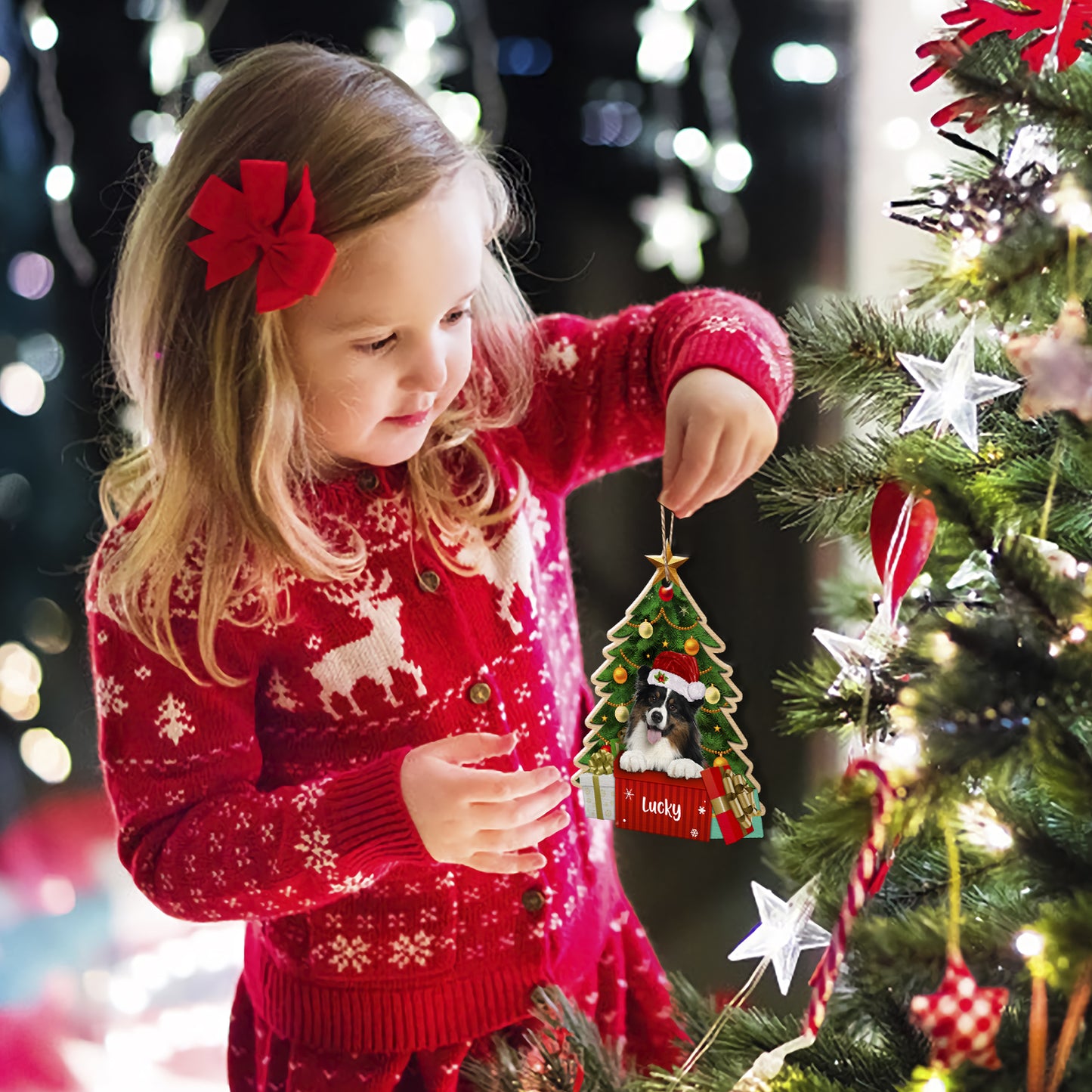 Personalized Australian Shepherd Christmas Tree Aluminum Ornament