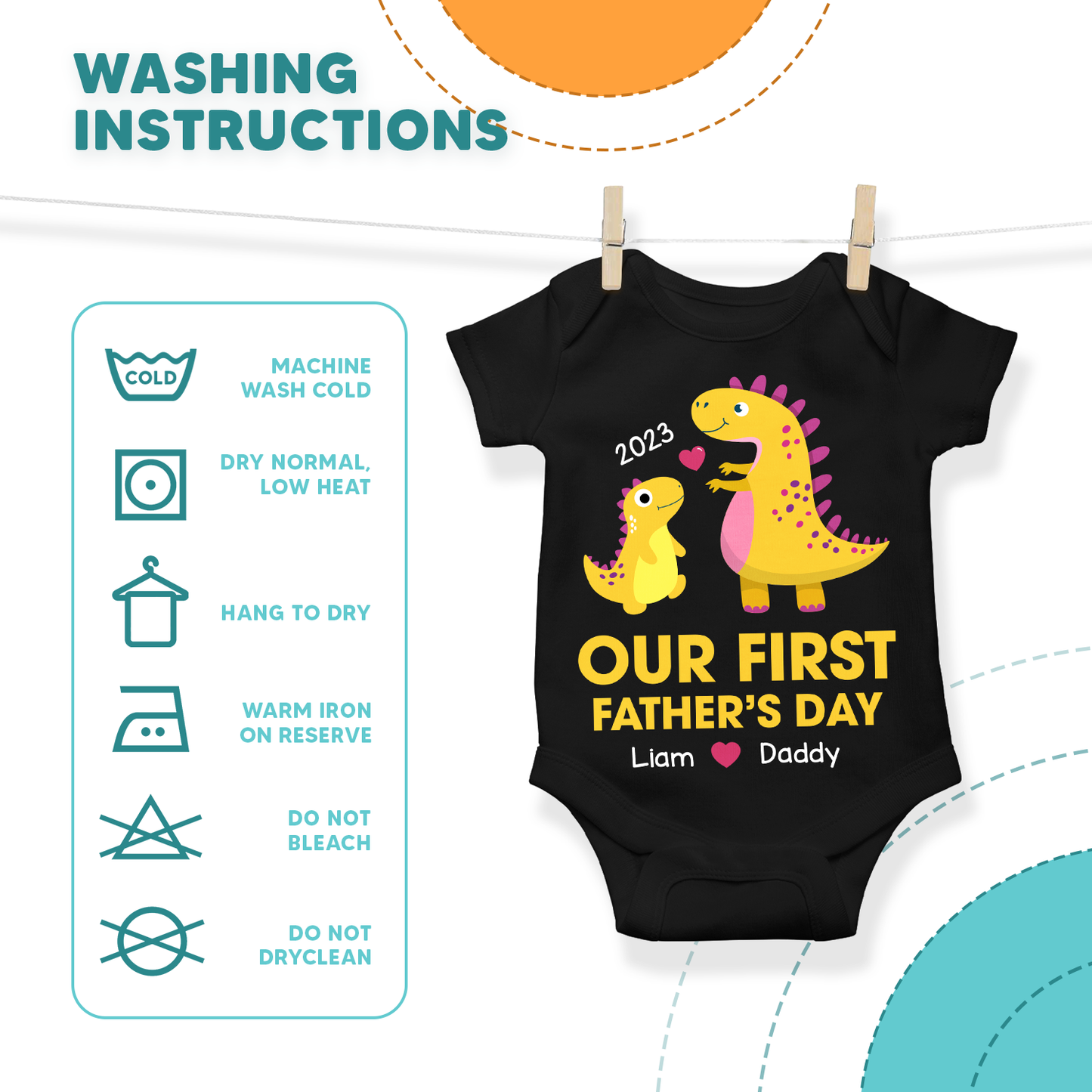 Our First Fathers Day Colorful Dinosaur Custom Matching Outfit