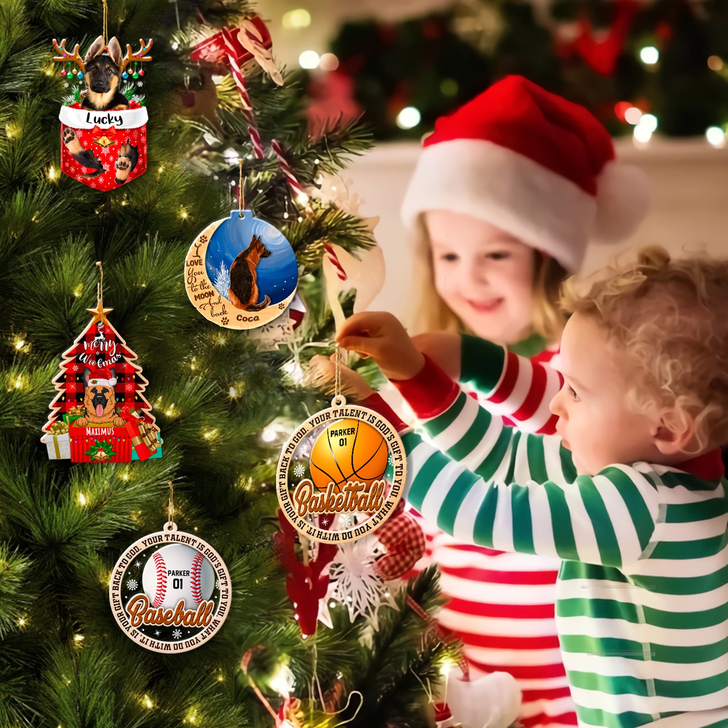 Personalized Basketball 2-Layer Wood & Acrylic Christmas Ornament