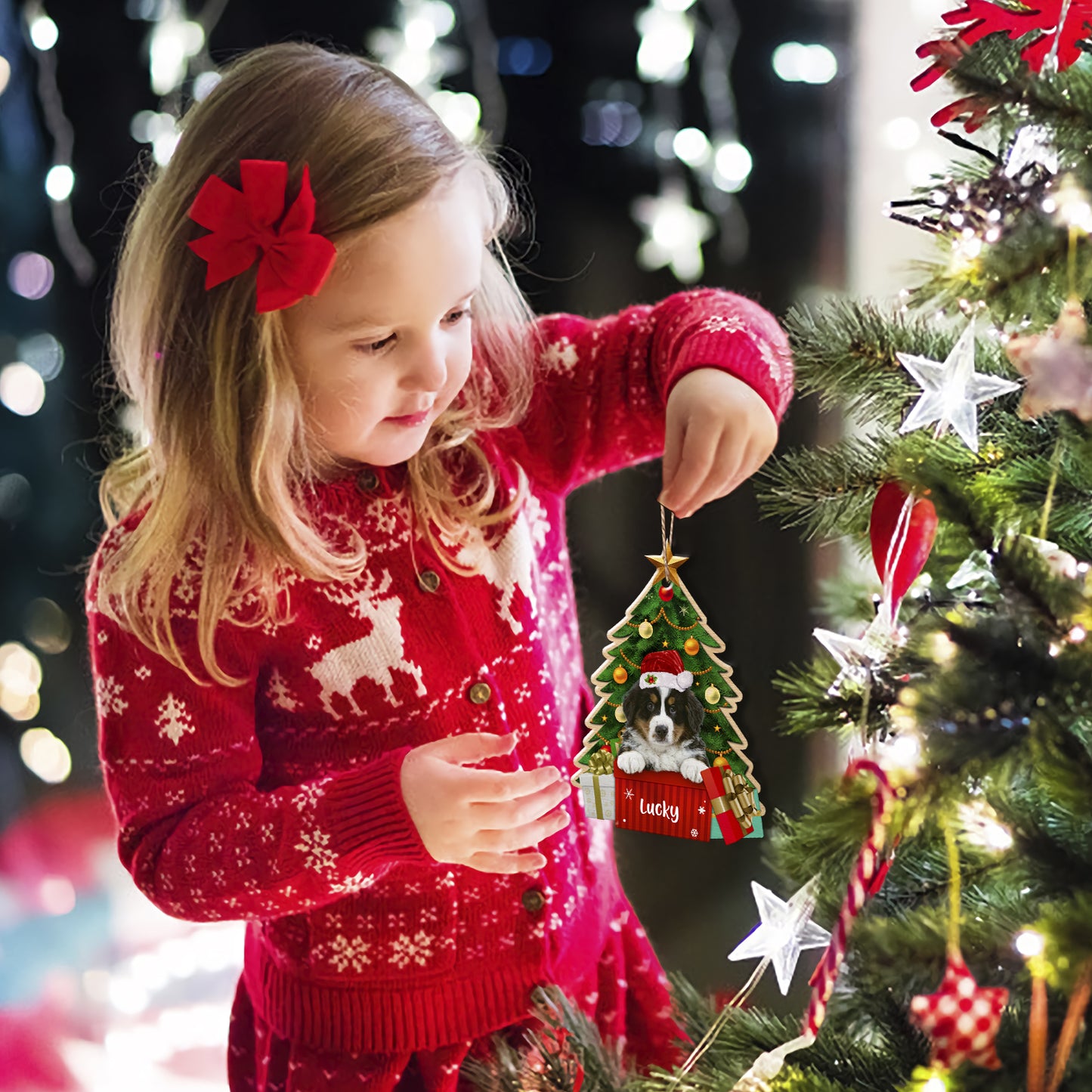 Personalized Bernese Mountain Christmas Tree Aluminum Ornament