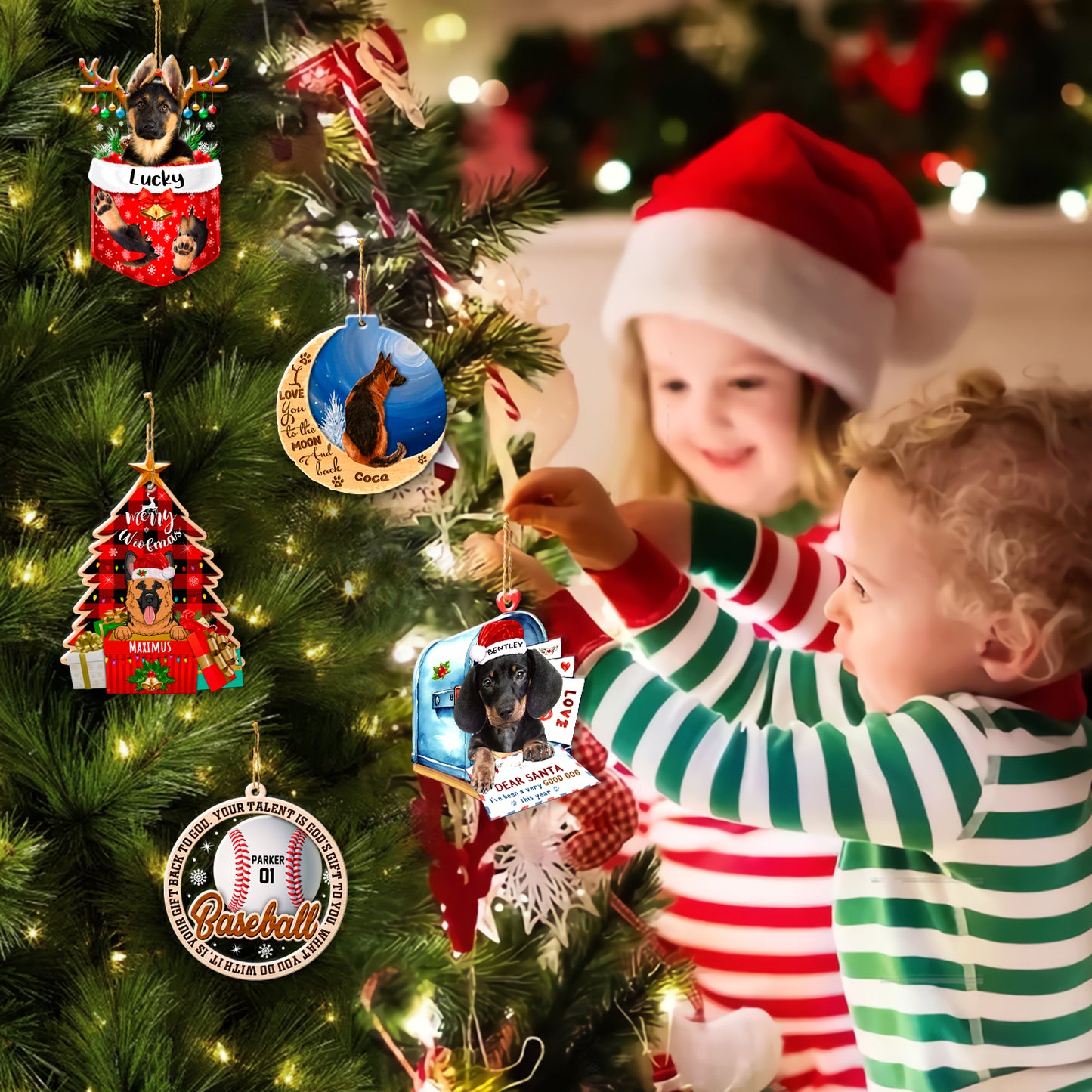 Personalized Dachshund In Mailbox Christmas Aluminum Ornament