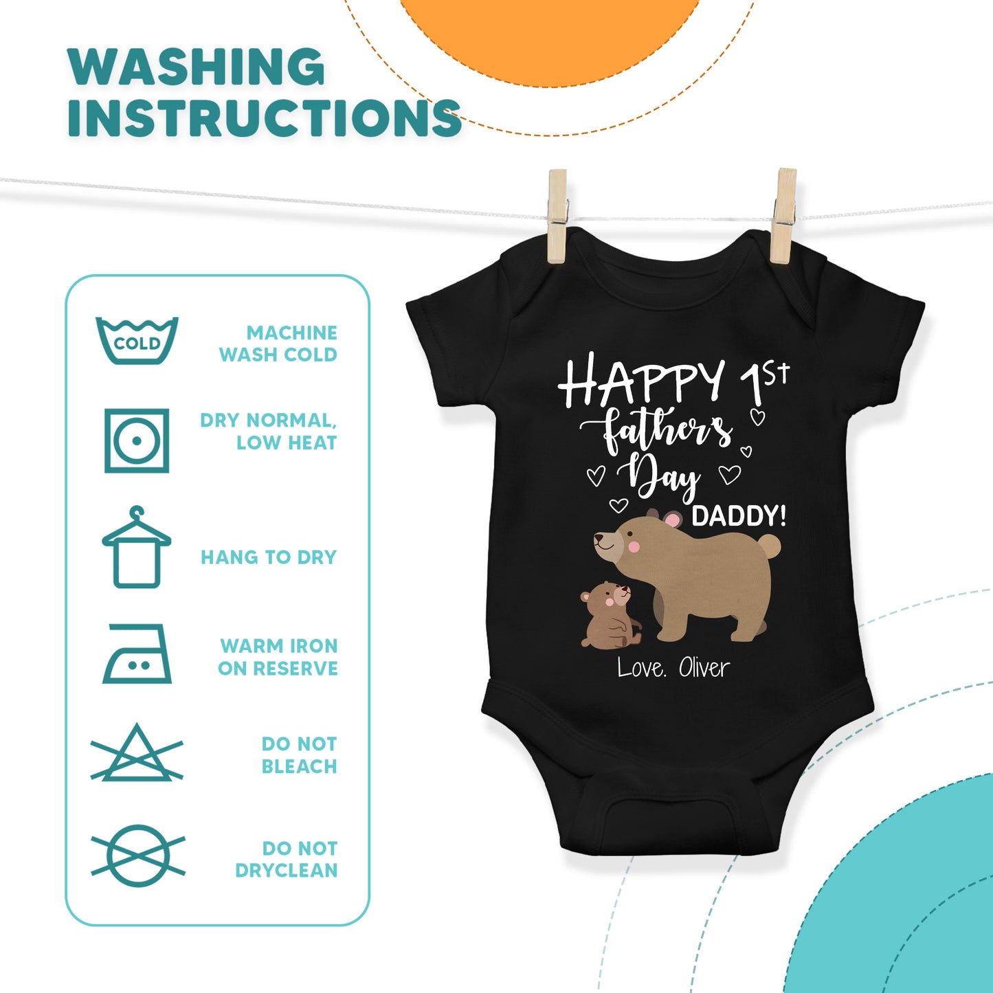 Happy 1st Fathers Day Bear Dad & Baby Custom Matching Outfit