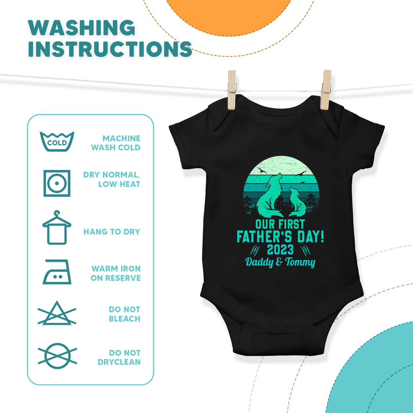 Our First Fathers Day Wolf Dad & Baby Custom Matching Outfit