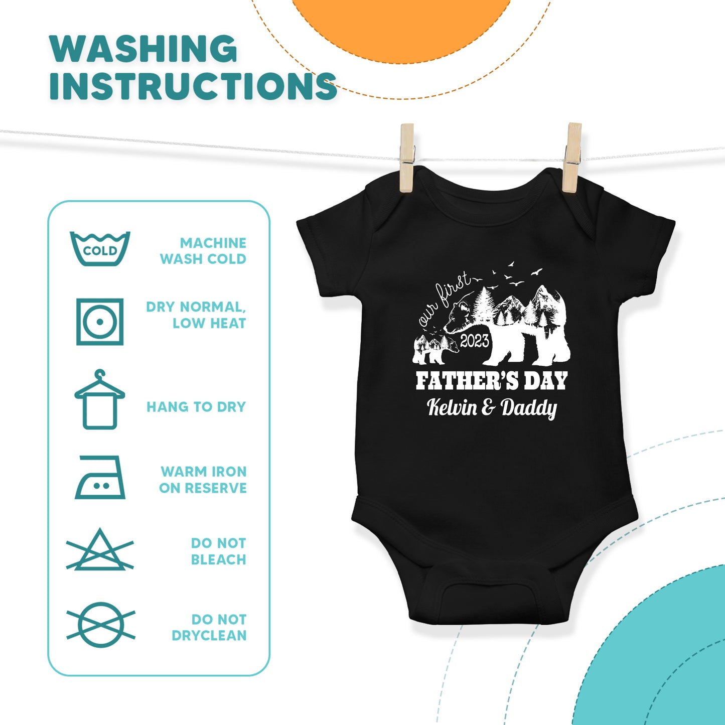 1st Fathers Day Mountain Bear Dad & Baby Custom Matching Outfit