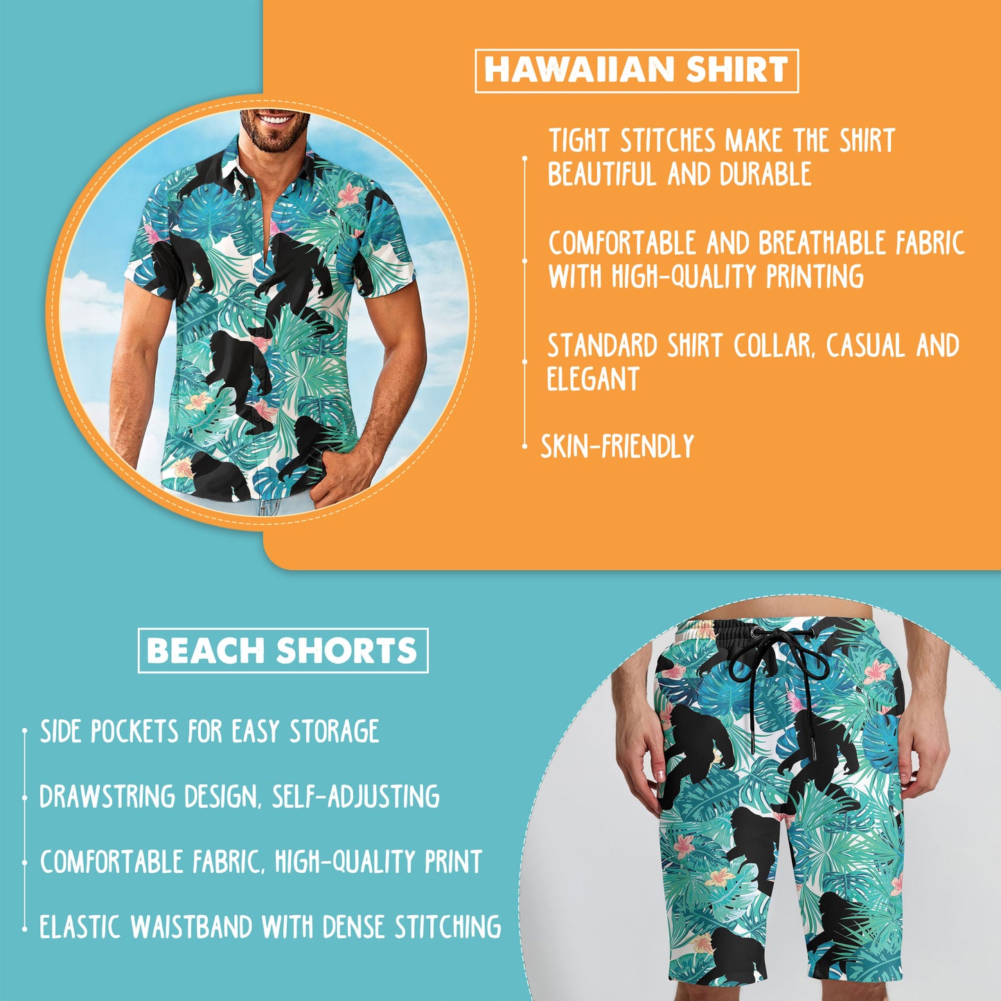 Aloha Bigfoot Tropical Hawaiian Shirt And Shorts