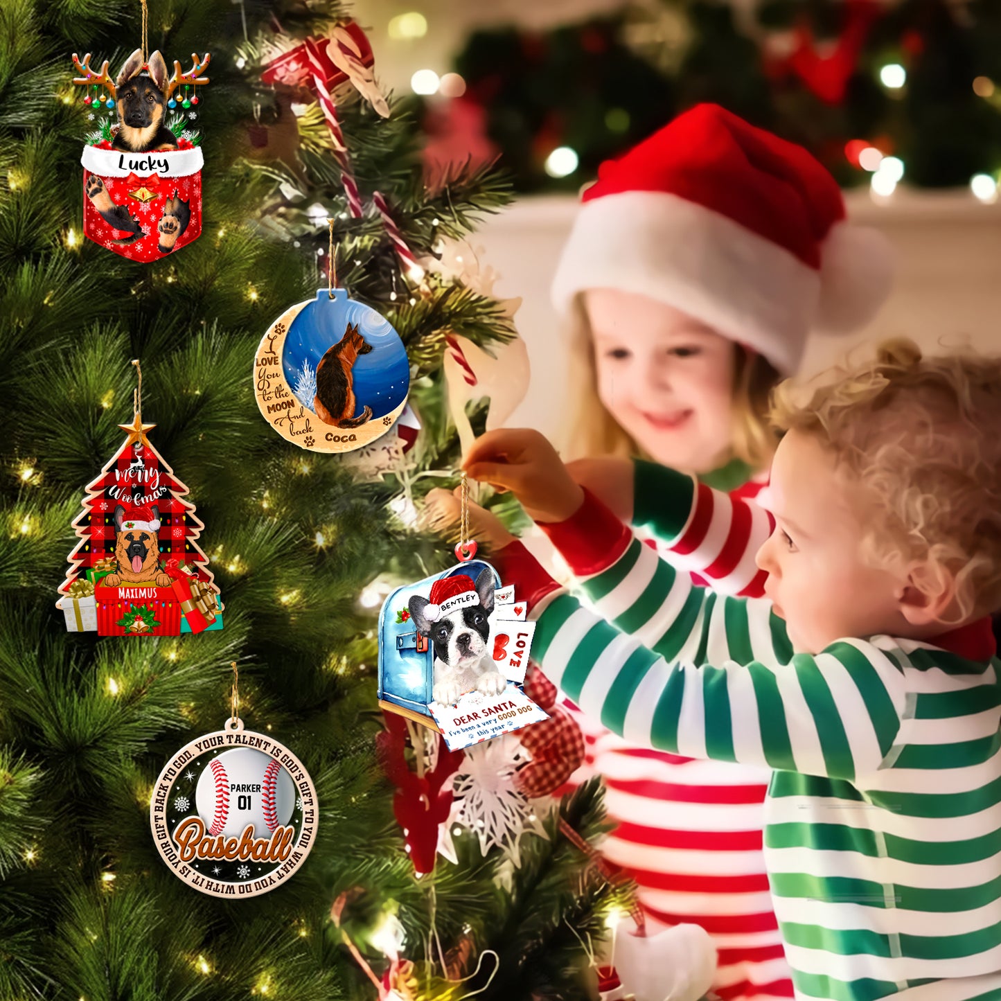 Personalized Black And White French Bulldog In Mailbox Christmas Aluminum Ornament