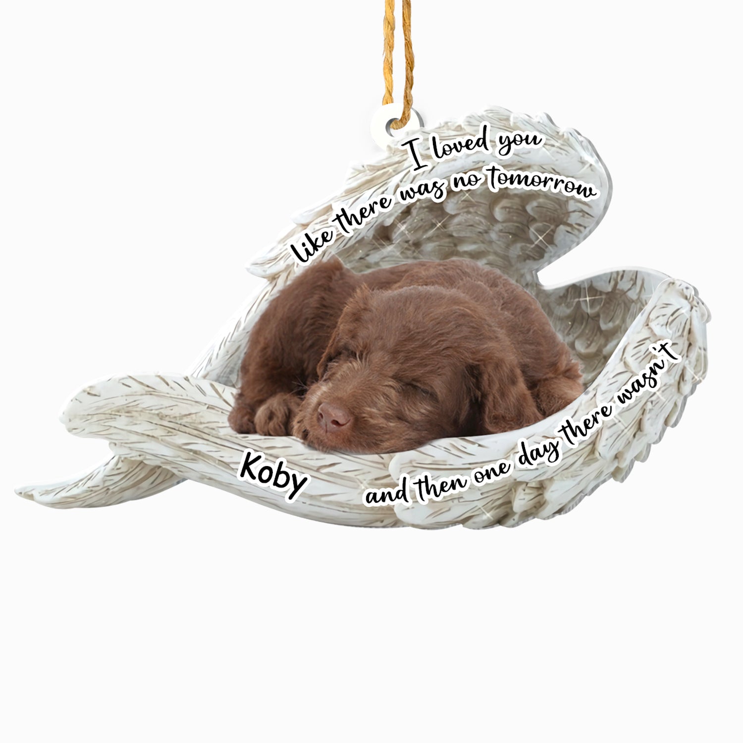 Dog Acrylic Ornament - Dog Lover Gifts - Sleeping Pet Within Angel Wings -  Customized Your Photo Ornament, Custom