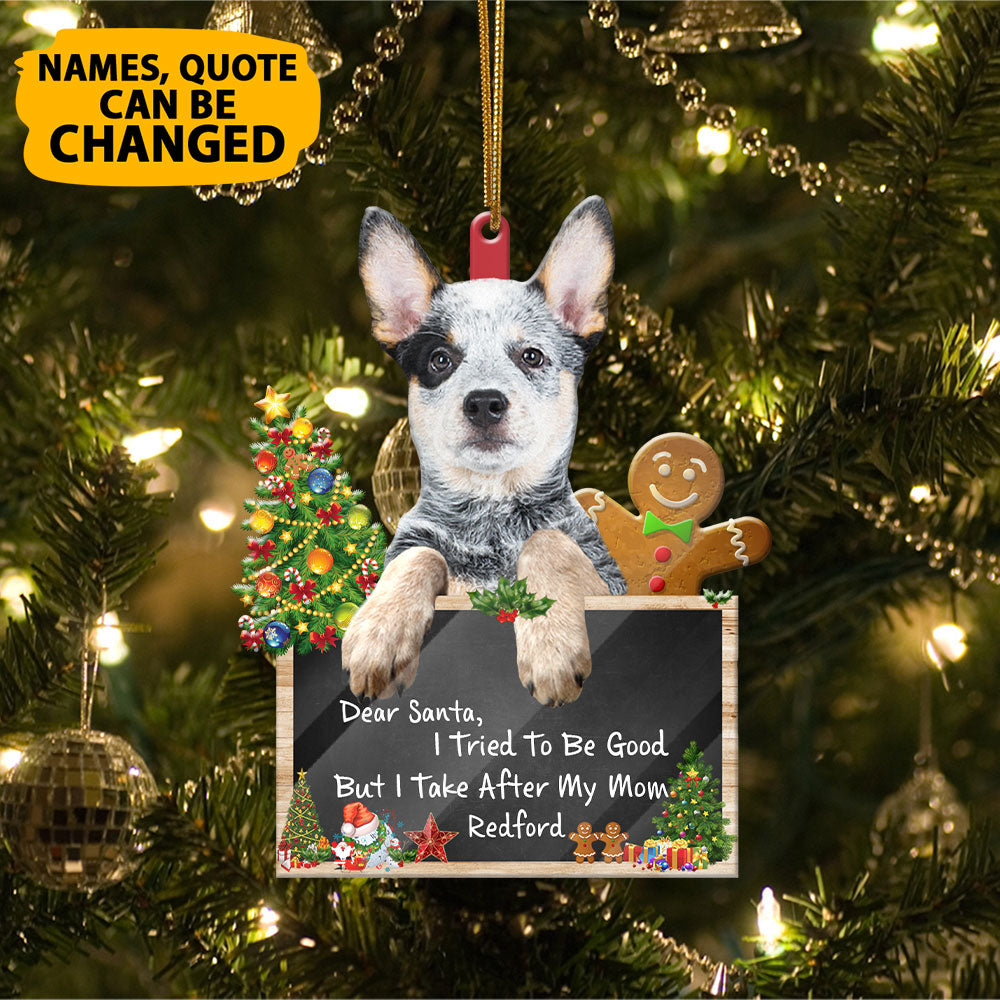 Personalized Australian Cattle Dog Dear Santa Christmas Acrylic Ornament