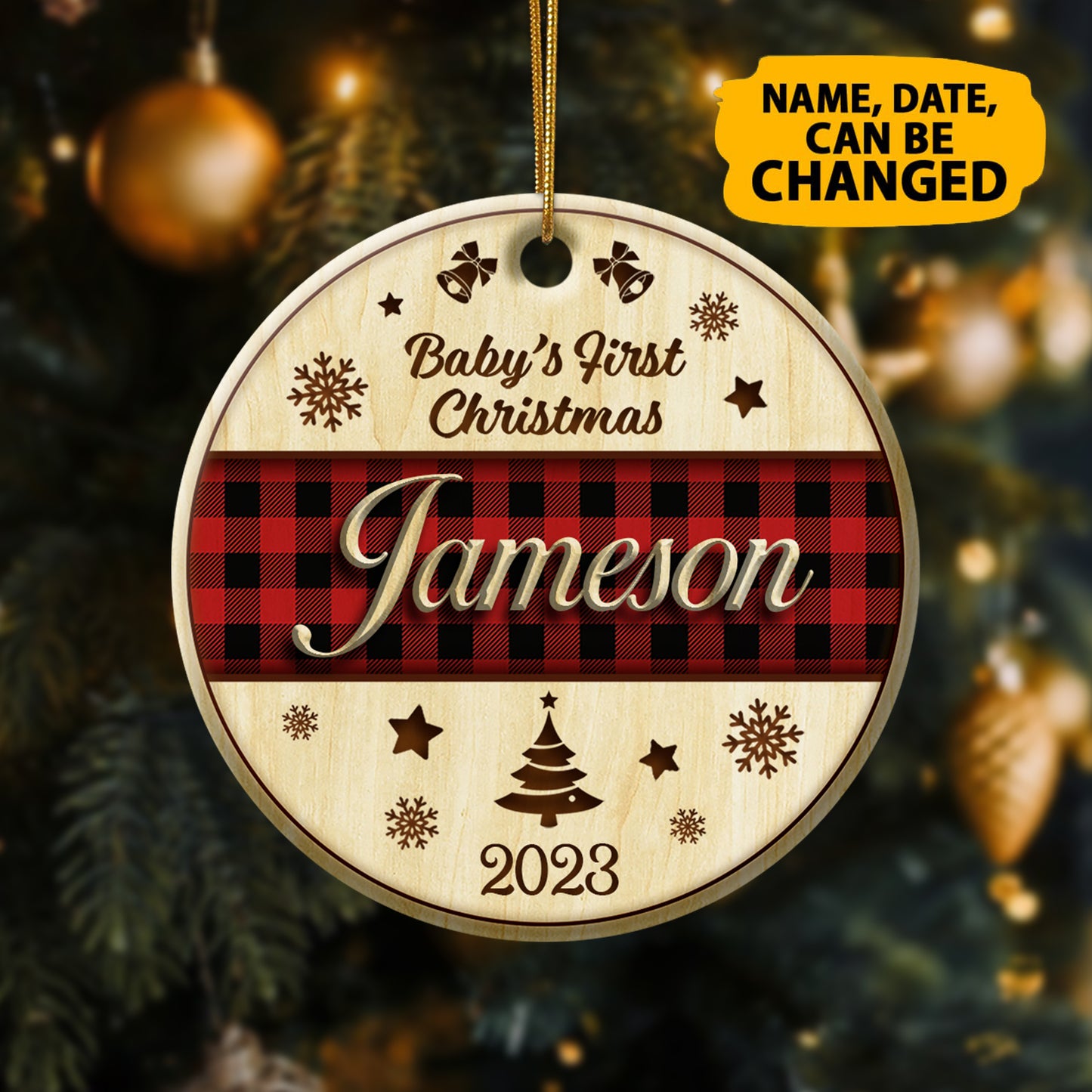 Custom Baby's First Christmas Ceramic Circle Ornament