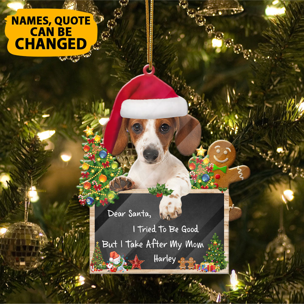 Personalized Dachshund Dear Santa Christmas Acrylic Ornament