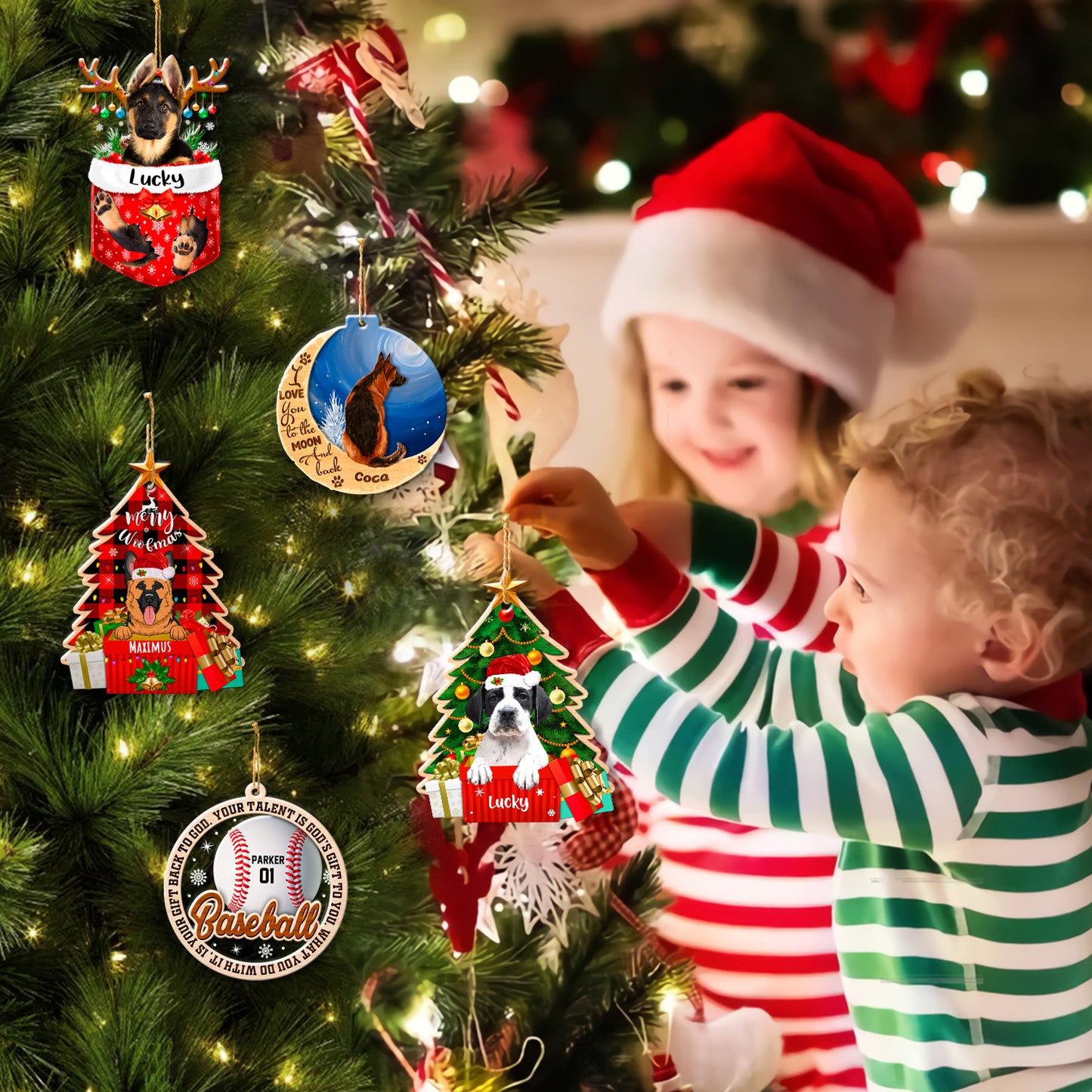 Personalized Pointer Christmas Tree Aluminum Ornament