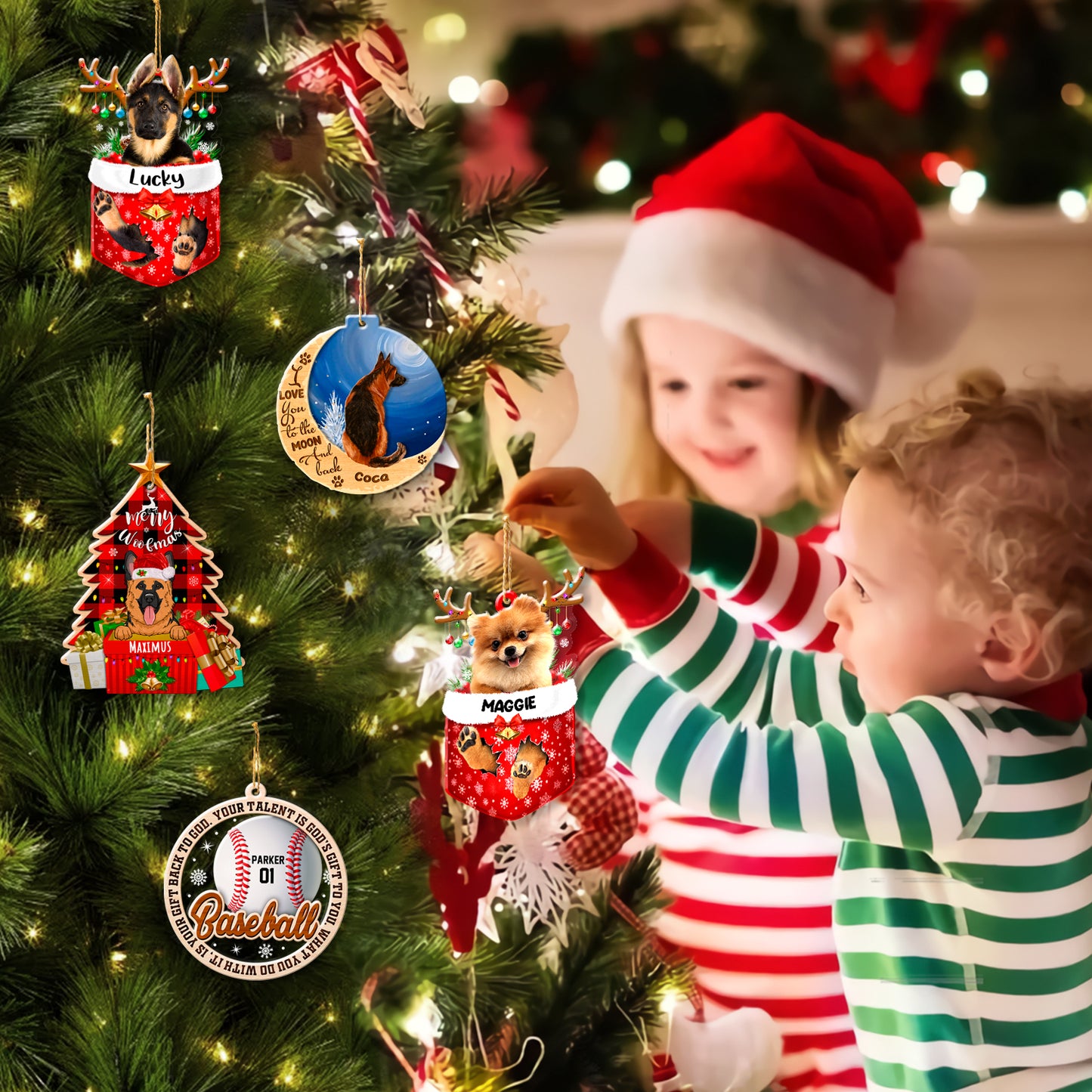 Personalized Pomeranian In Snow Pocket Christmas Acrylic Ornament