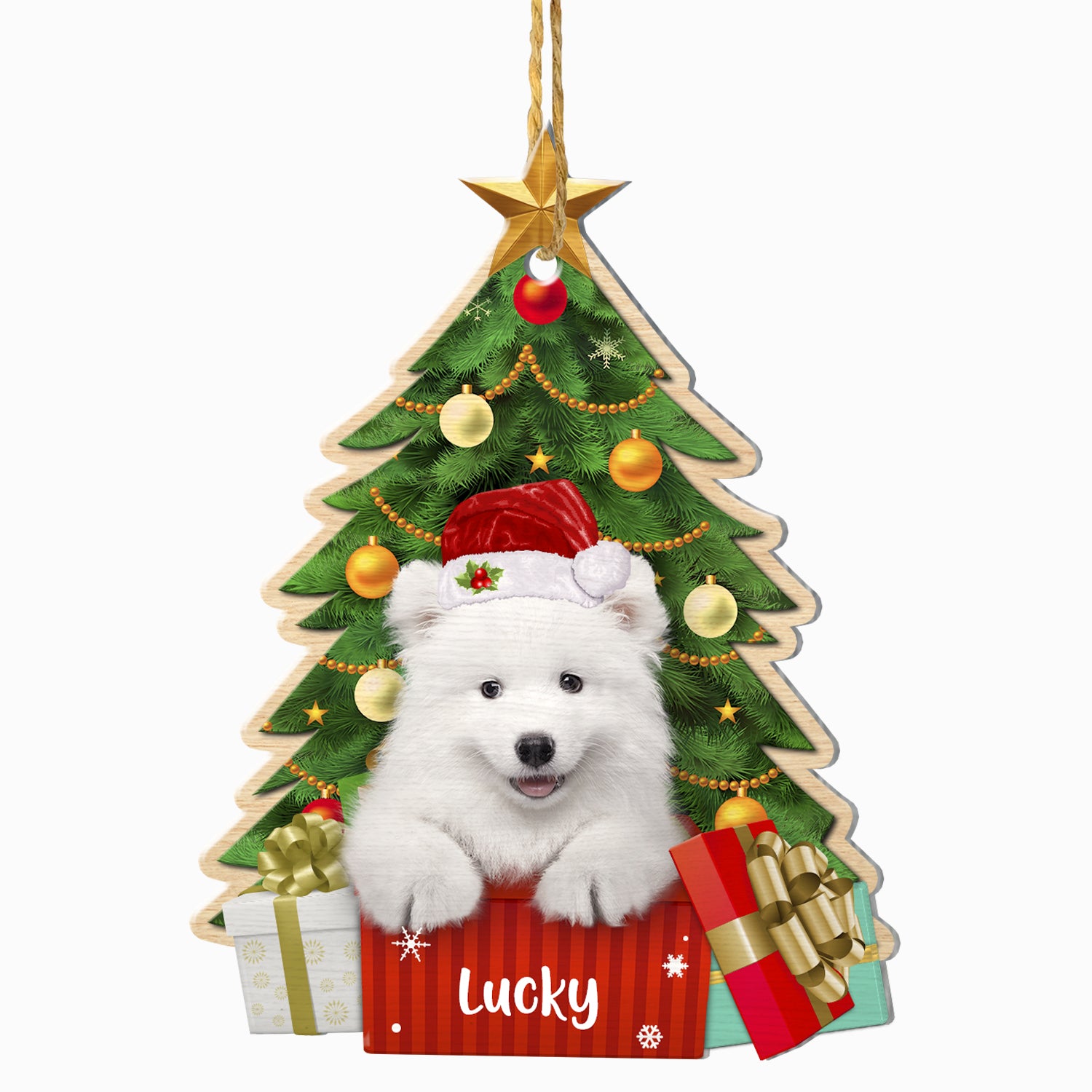 Personalized Samoyed Christmas Tree Aluminum Ornament Personalizedwitch