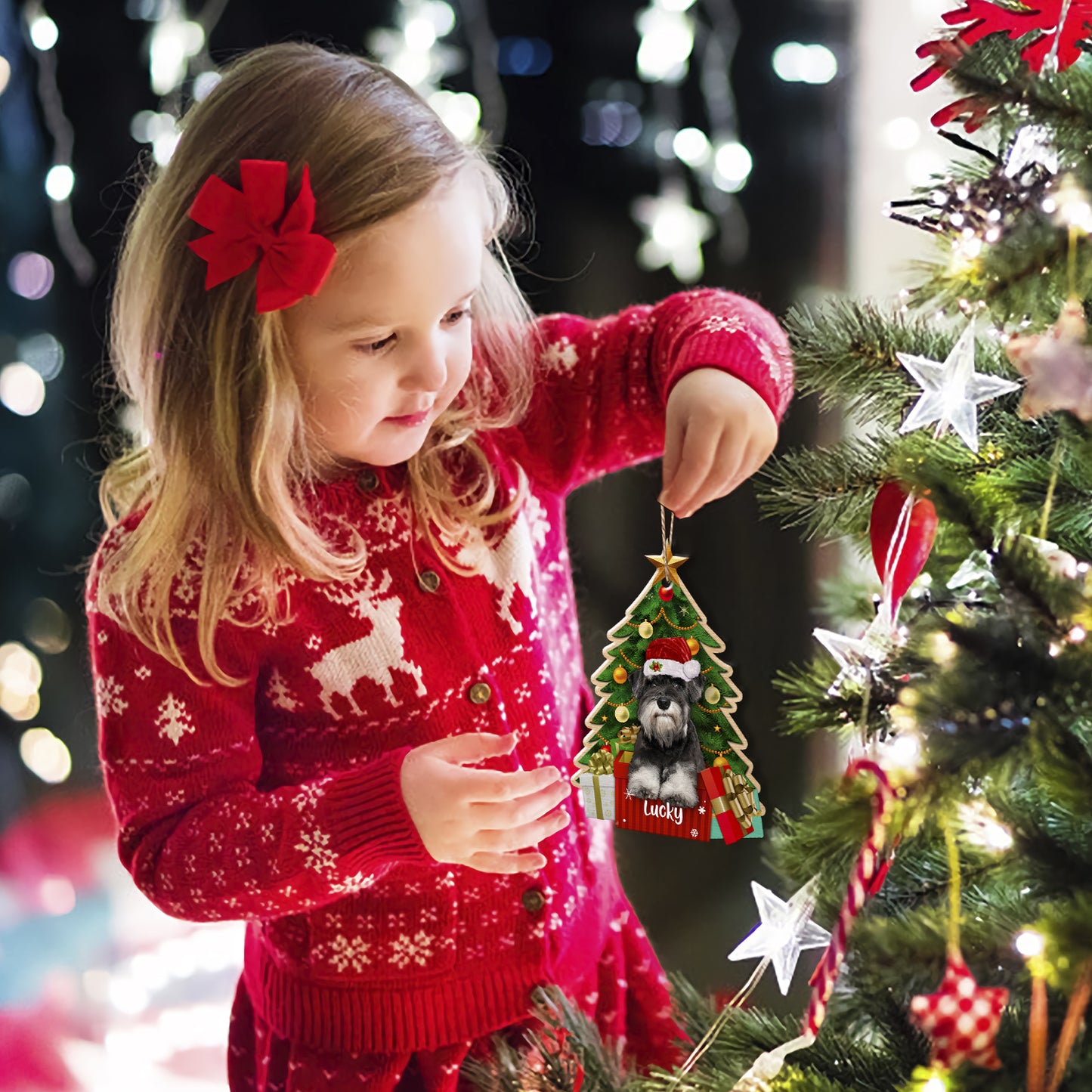 Personalized Schnauzer Christmas Tree Aluminum Ornament