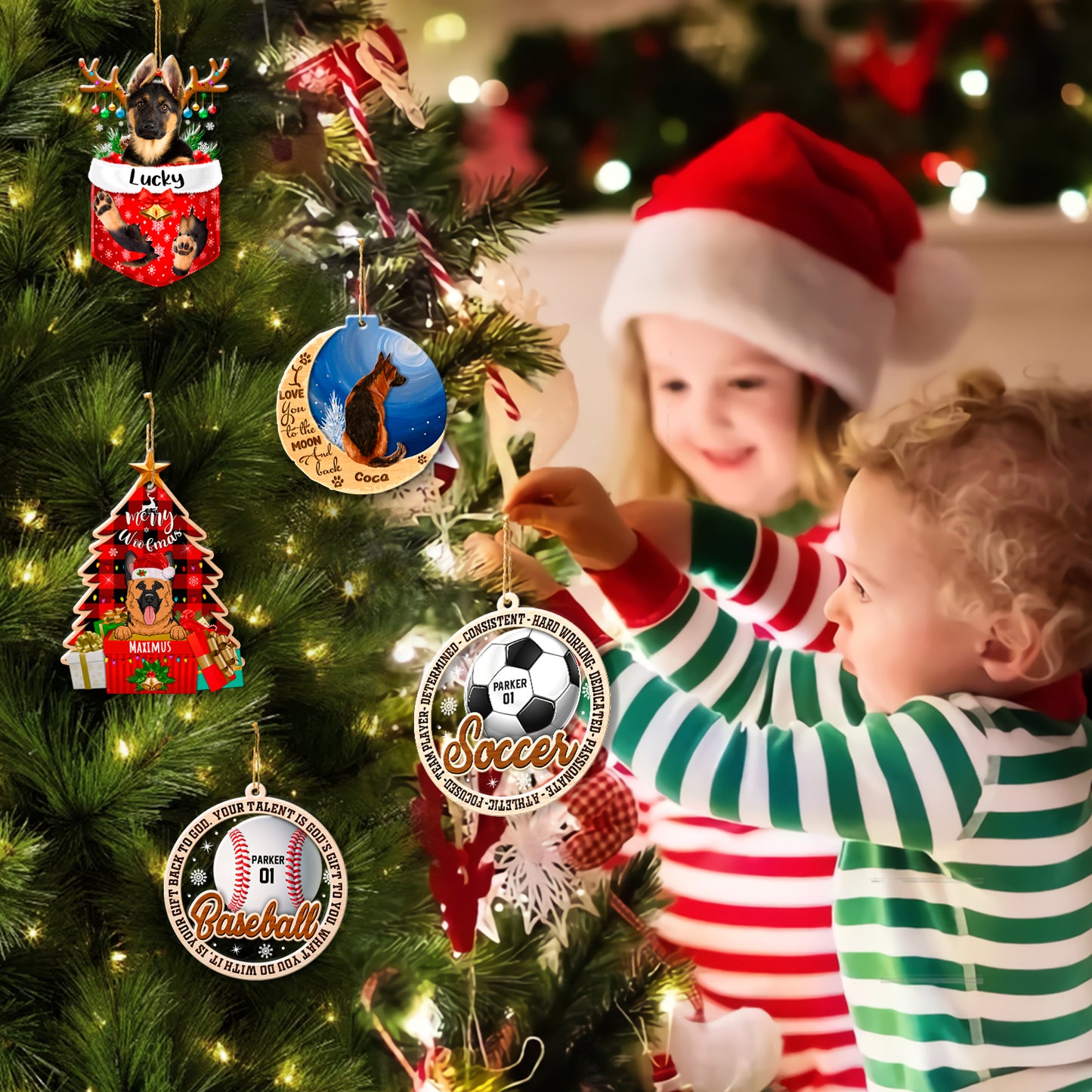 Personalized Soccer 2-Layer Wood & Acrylic Christmas Ornament