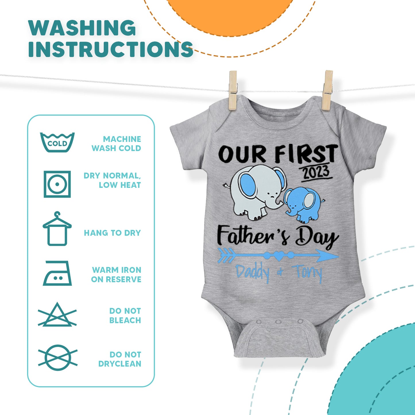 Our 1st Fathers Day Elephant, Dinosaur, Bear Custom Matching Outfit