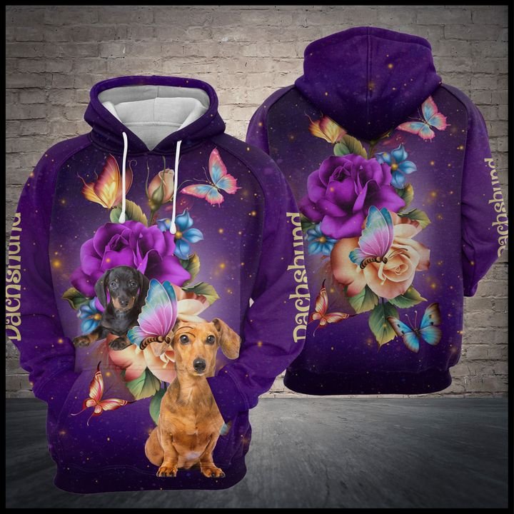Dachshund Flower T709 - All Over Print Unisex Hoodie