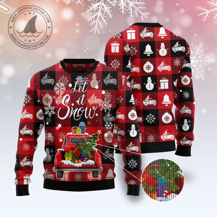 Red Truck Let It Snow T810 Ugly Christmas Sweater
