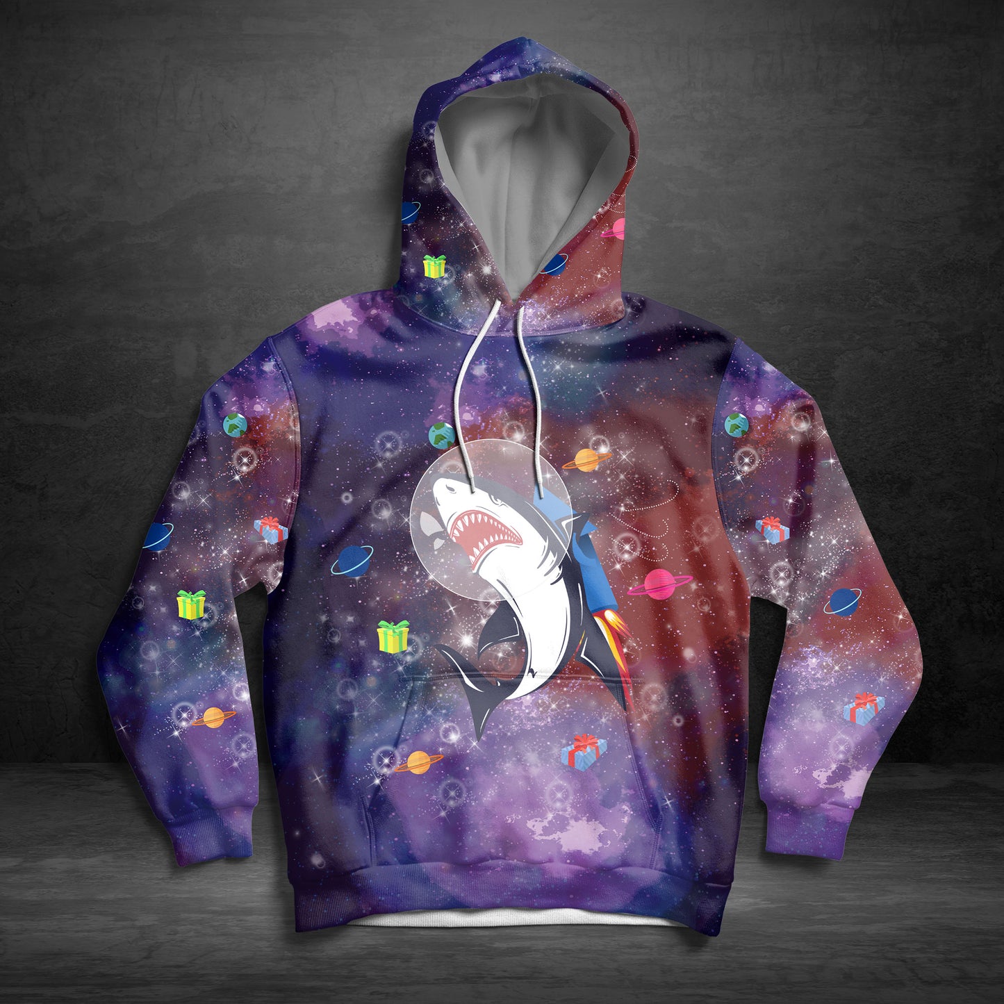 Shark Galaxy TY0912 unisex womens & mens, couples matching, friends, funny family sublimation 3D hoodie christmas holiday gifts (plus size available)
