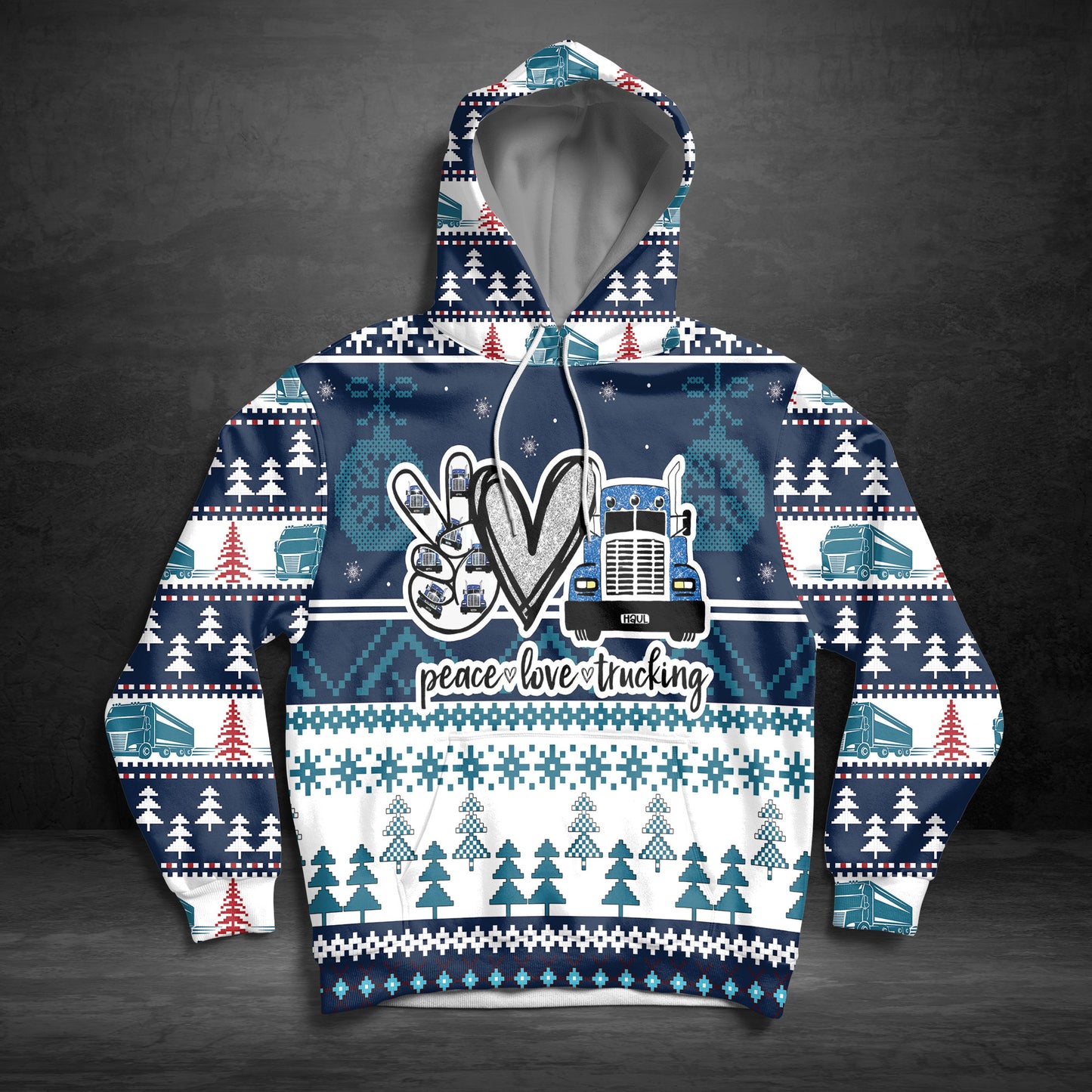 Peace Love Truck TY1412 unisex womens & mens, couples matching, friends, funny family sublimation 3D hoodie christmas holiday gifts (plus size available)