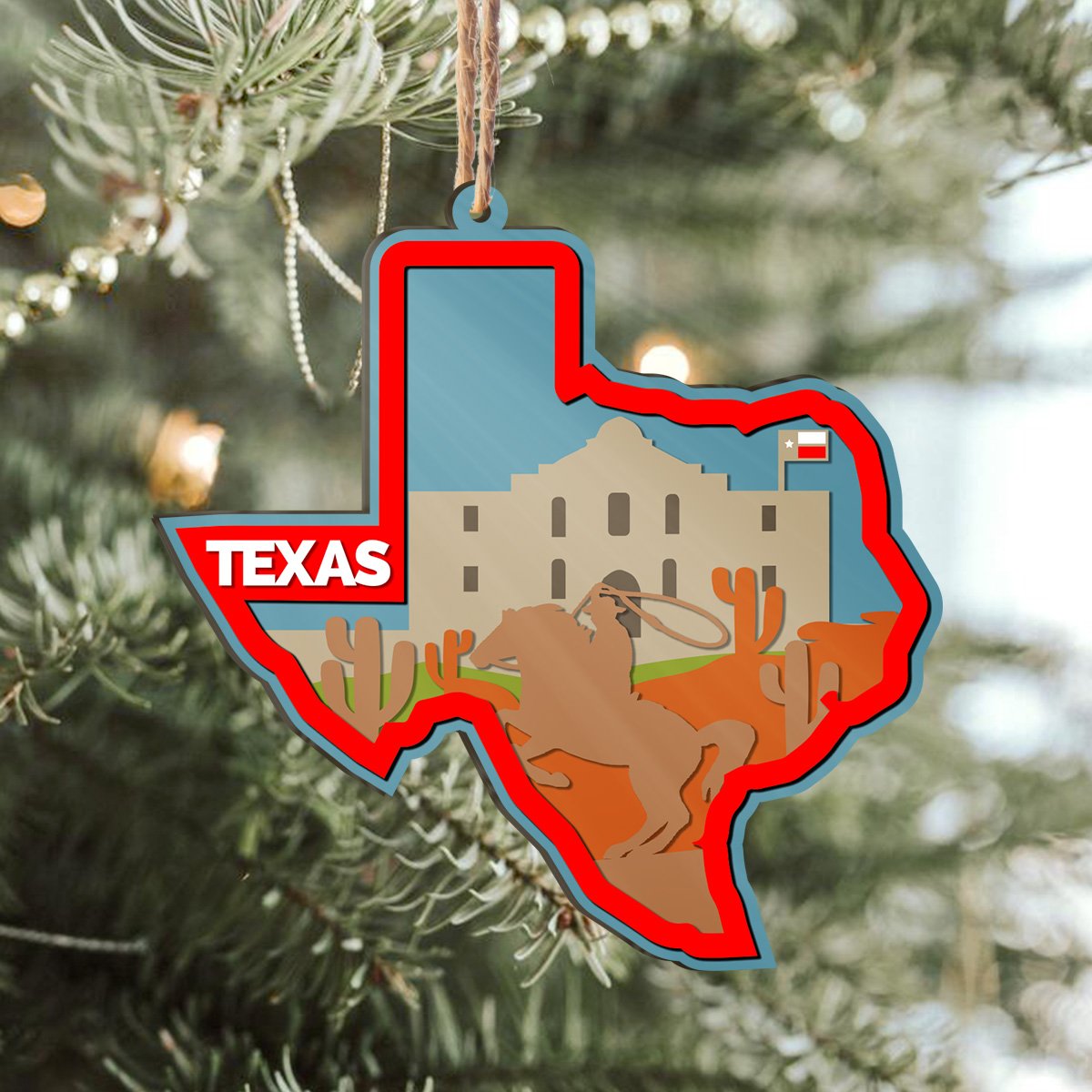Texas Personalizedwitch Layered Wood Ornament