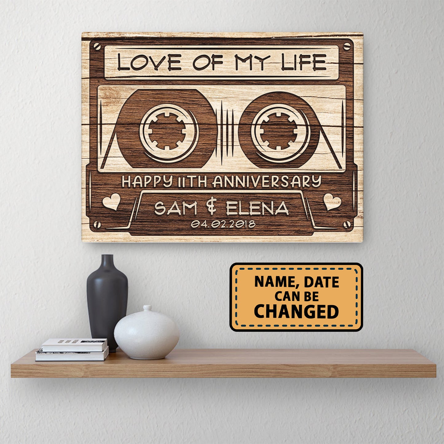 Happy 11th Anniversary Audio Cassette Anniversary Canvas