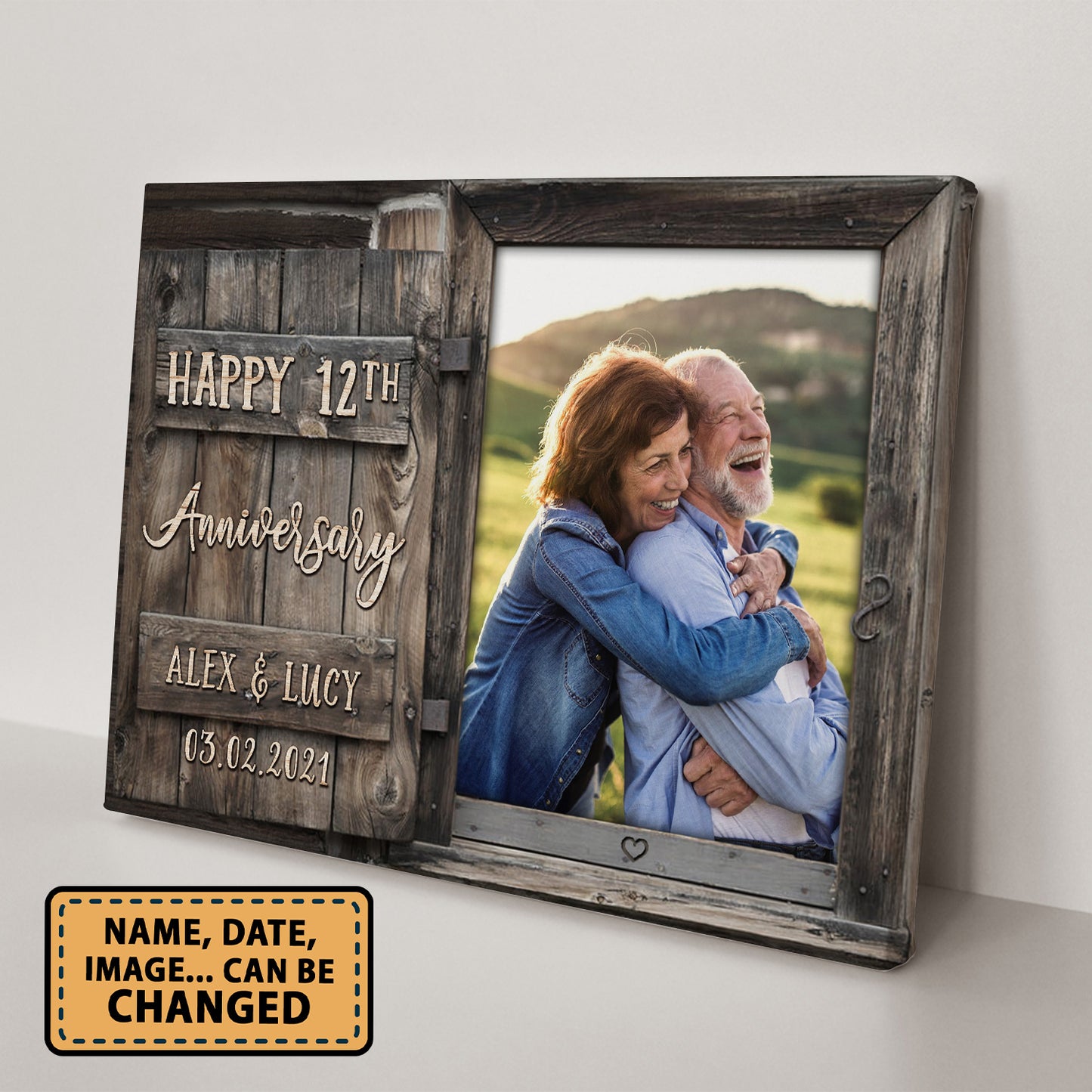 Our 12th Anniversary Window Custom Image Anniversary Canvas
