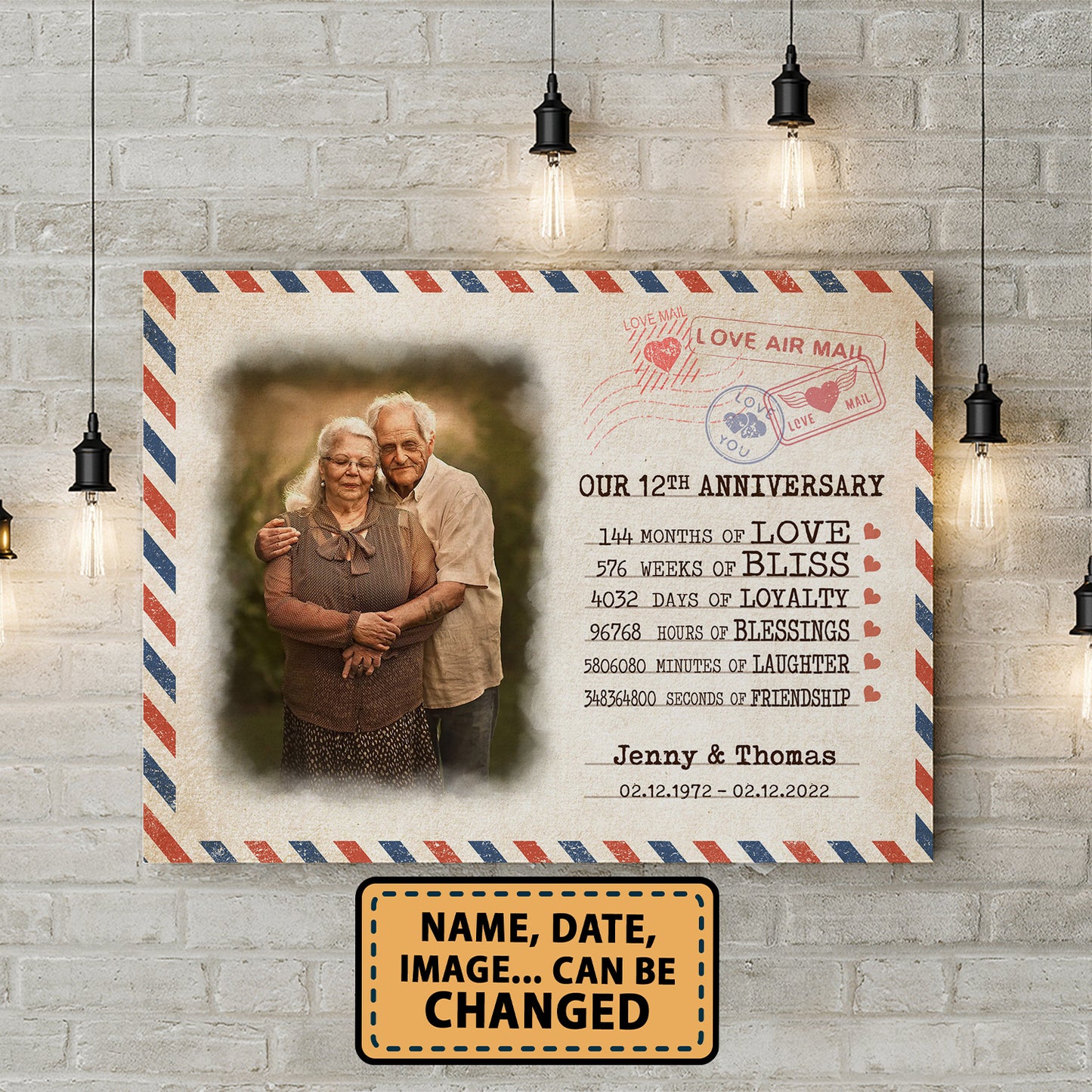 Our 12th Anniversary Letter Valentine Gift Personalized Canvas