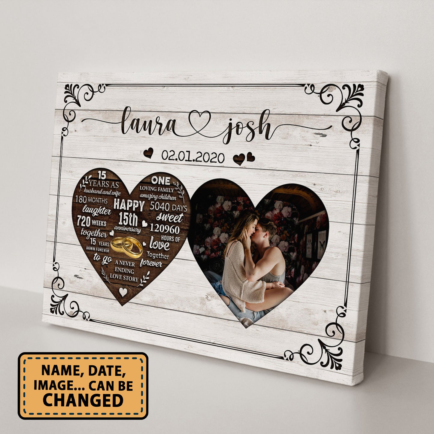 Happy 15th Anniversary As Husband And Wife Anniversary Canvas