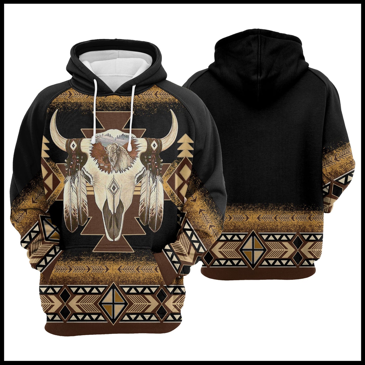 Native American Skull Pattern T224 - All Over Print Unisex Hoodie