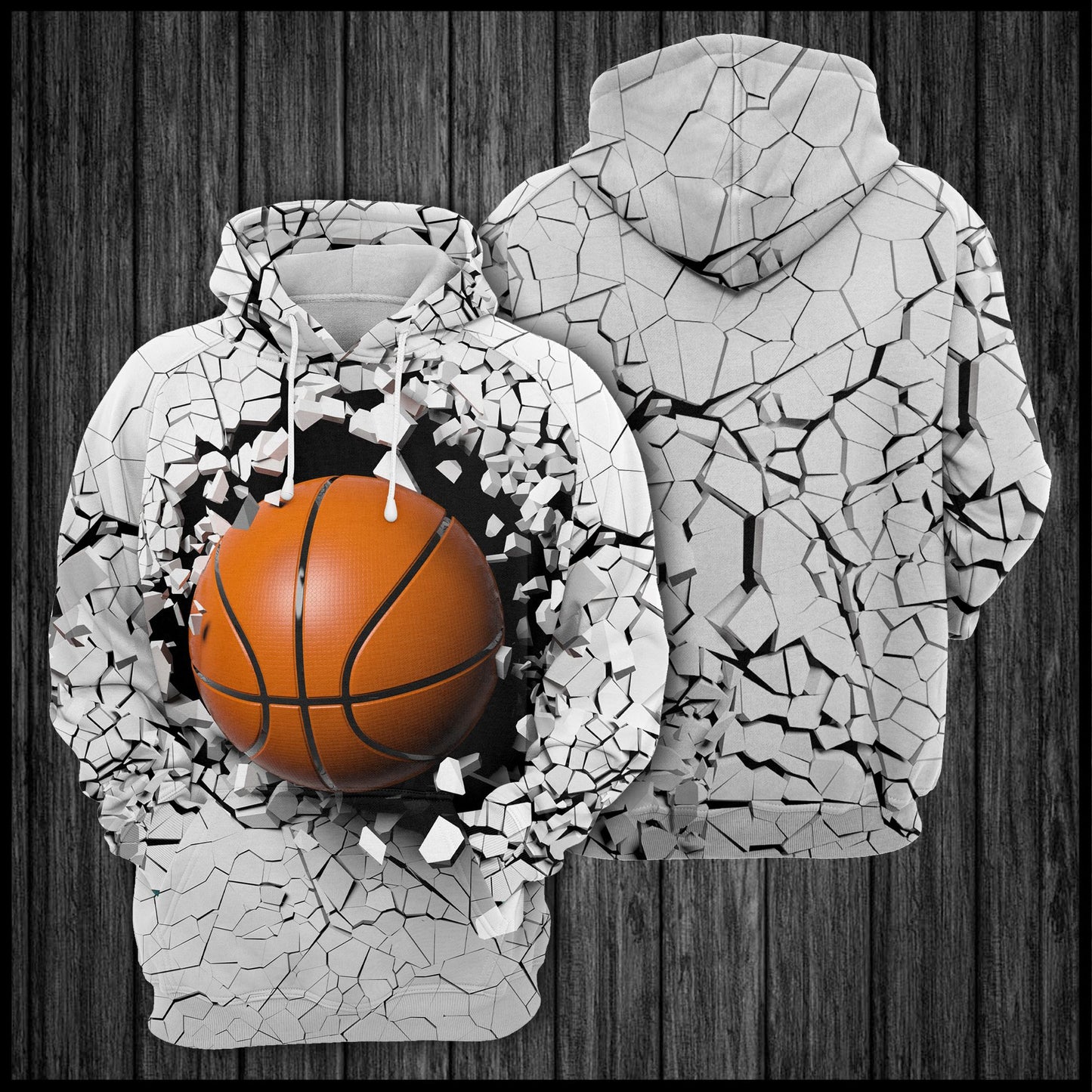 Basketball Breaking Through Wall U224 - All Over Print Unisex Hoodie