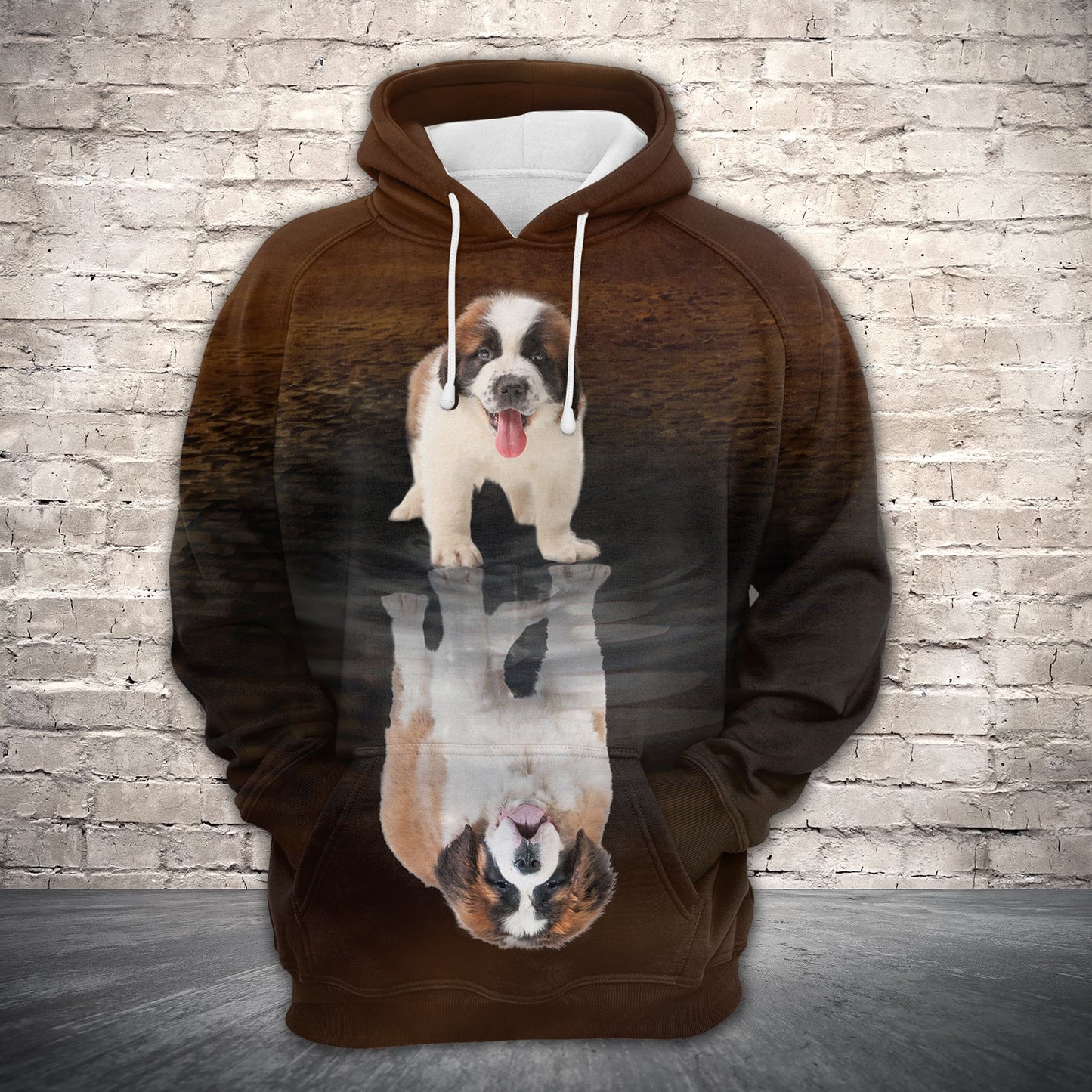 Cute Saint Bernard Reflection Dog H22433 - All Over Print Unisex Hoodie