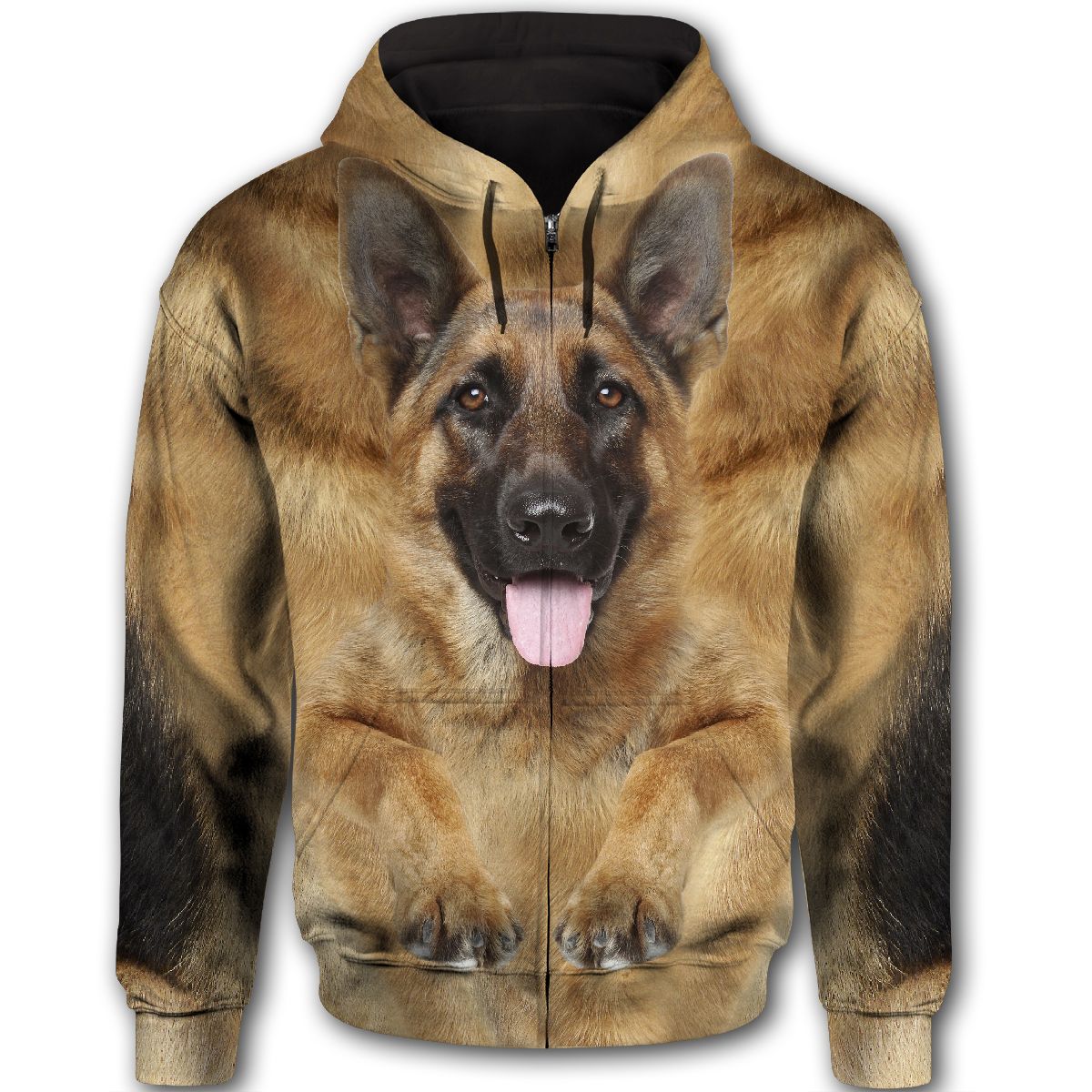 German Shepherd Cute Dog Face T284 - All Over Print Zip Hoodie
