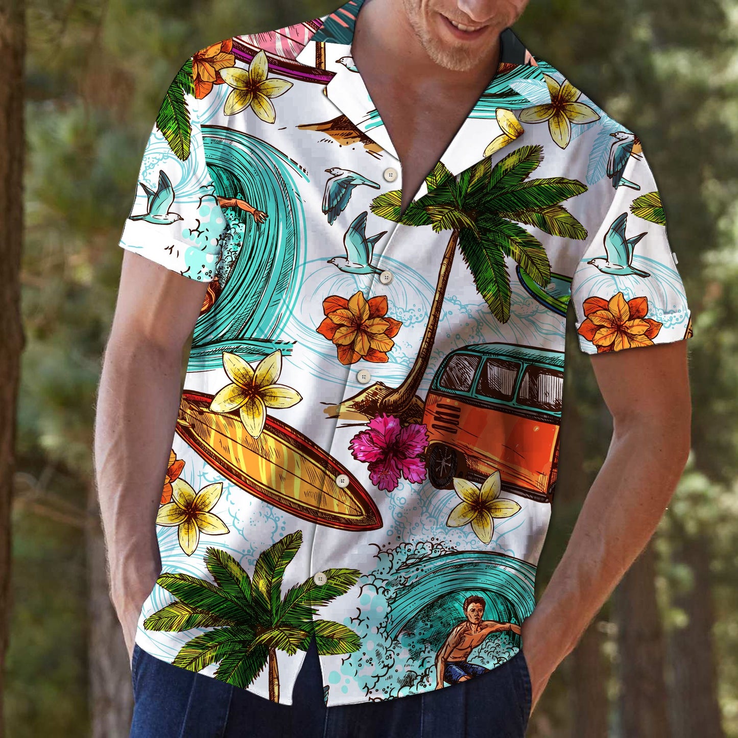 Surfing Beach T0107 - Hawaii Shirt