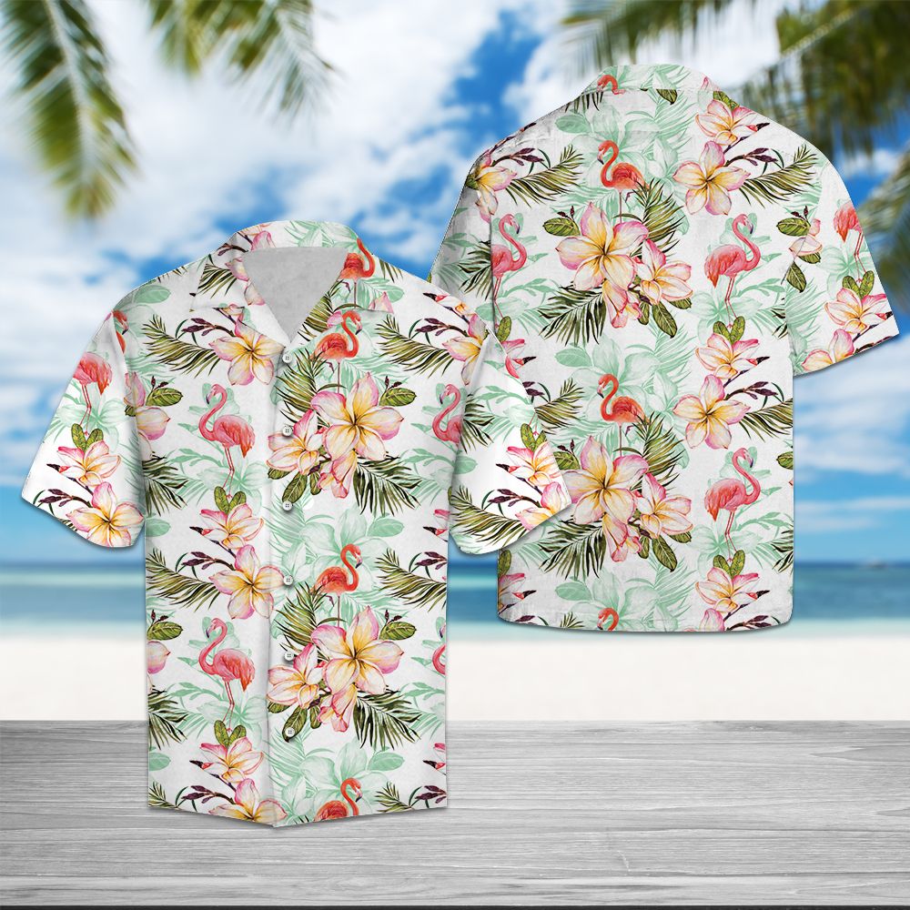 Flamingo Frangipani Flower T0307 - Hawaii Shirt