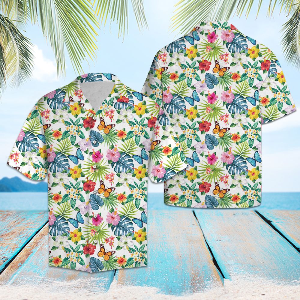 Butterfly Hibiscus Flower T0607 - Hawaii Shirt