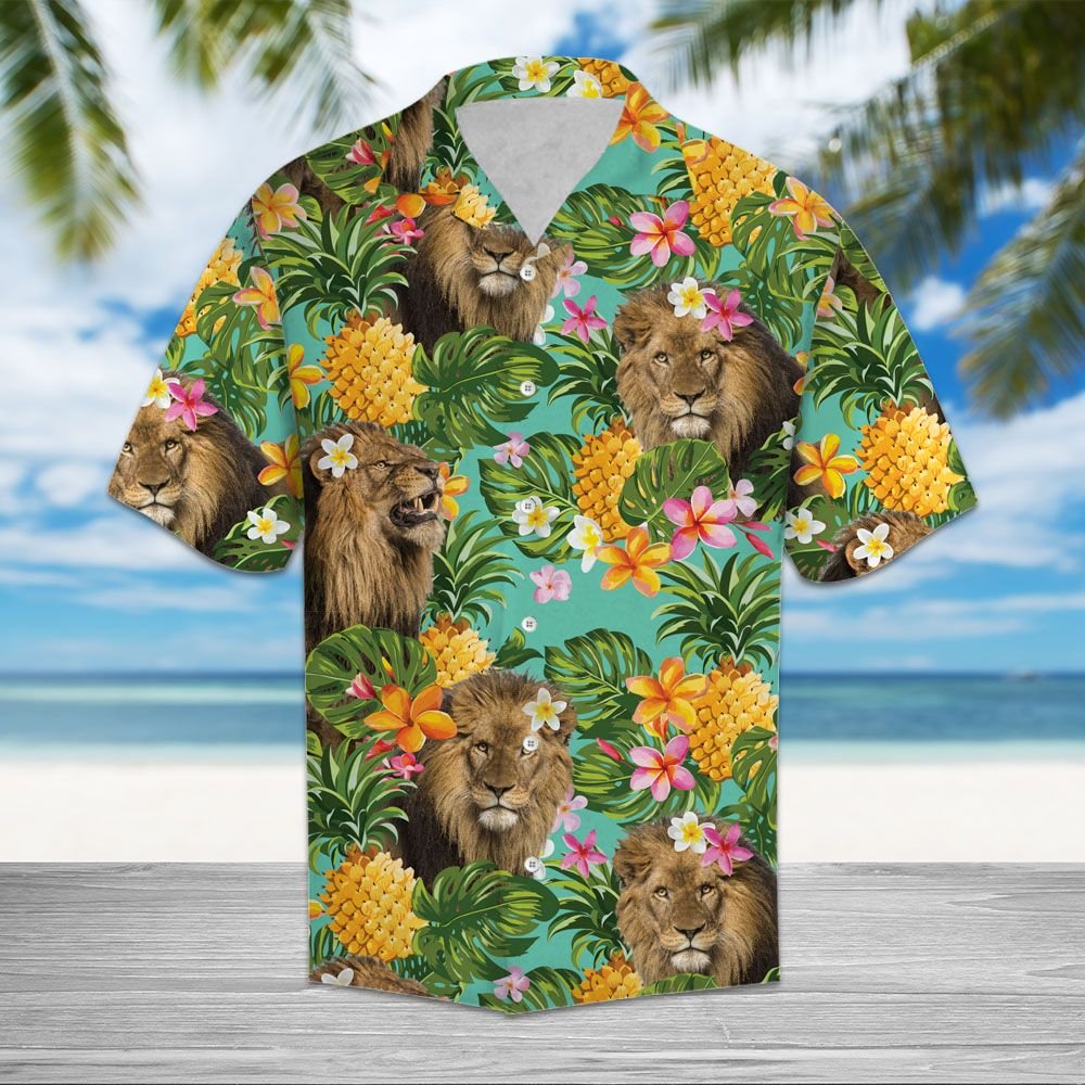 Tropical Leopard & Lion Hawaiian Shirt S