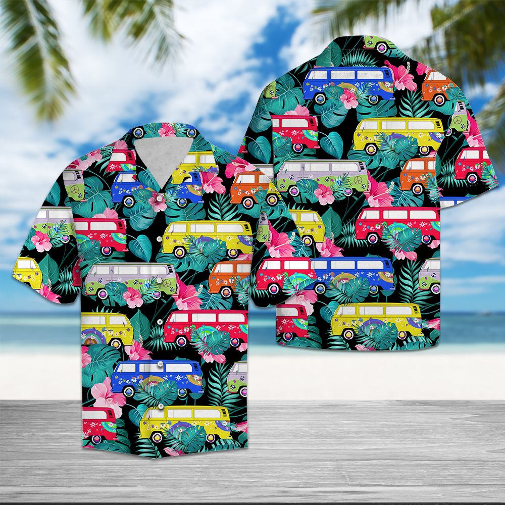 Hippie Bus Jungle Palm T0607 - Hawaii Shirt